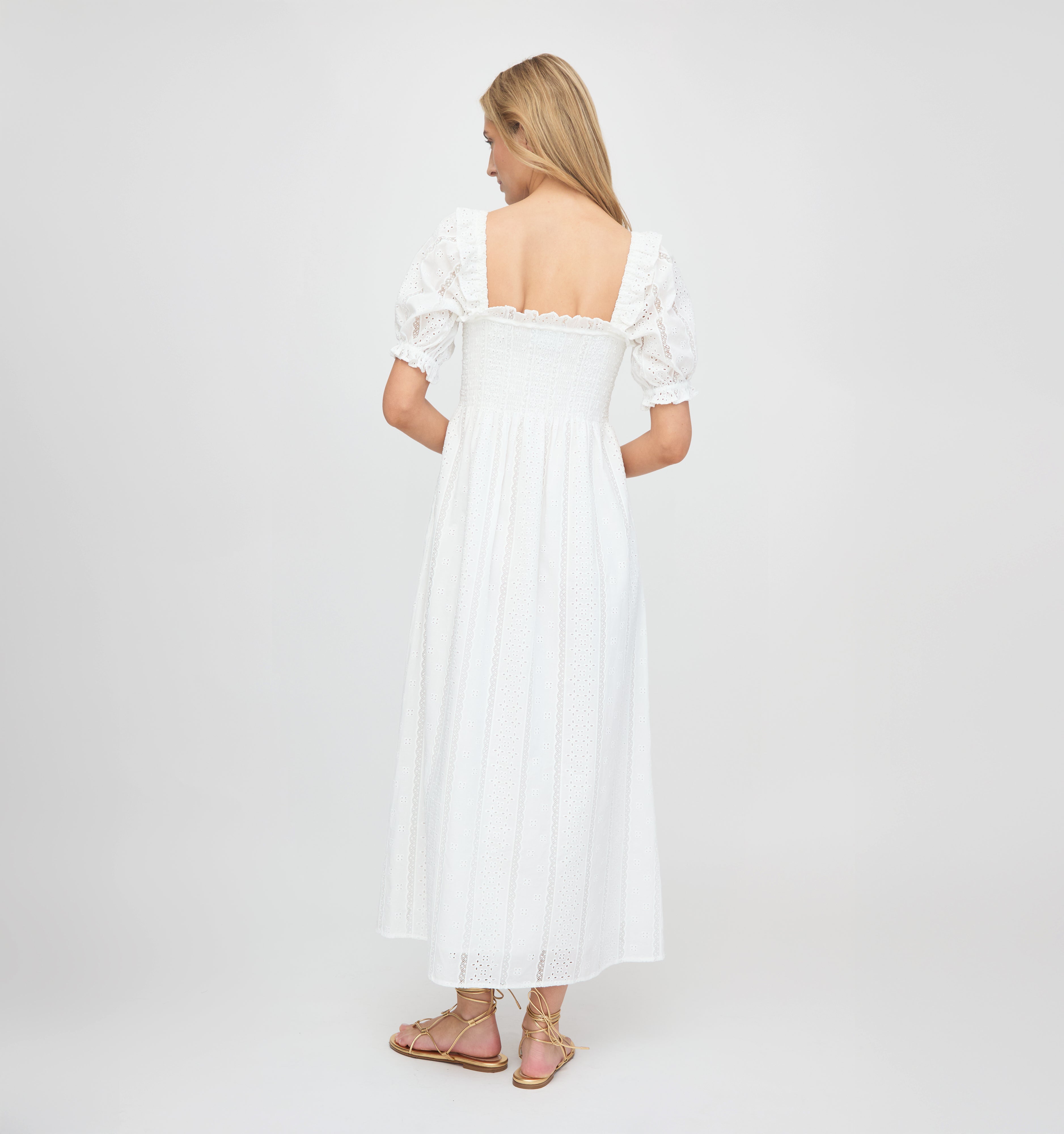 The Scarlett Nap Dress - White Broderie Voile