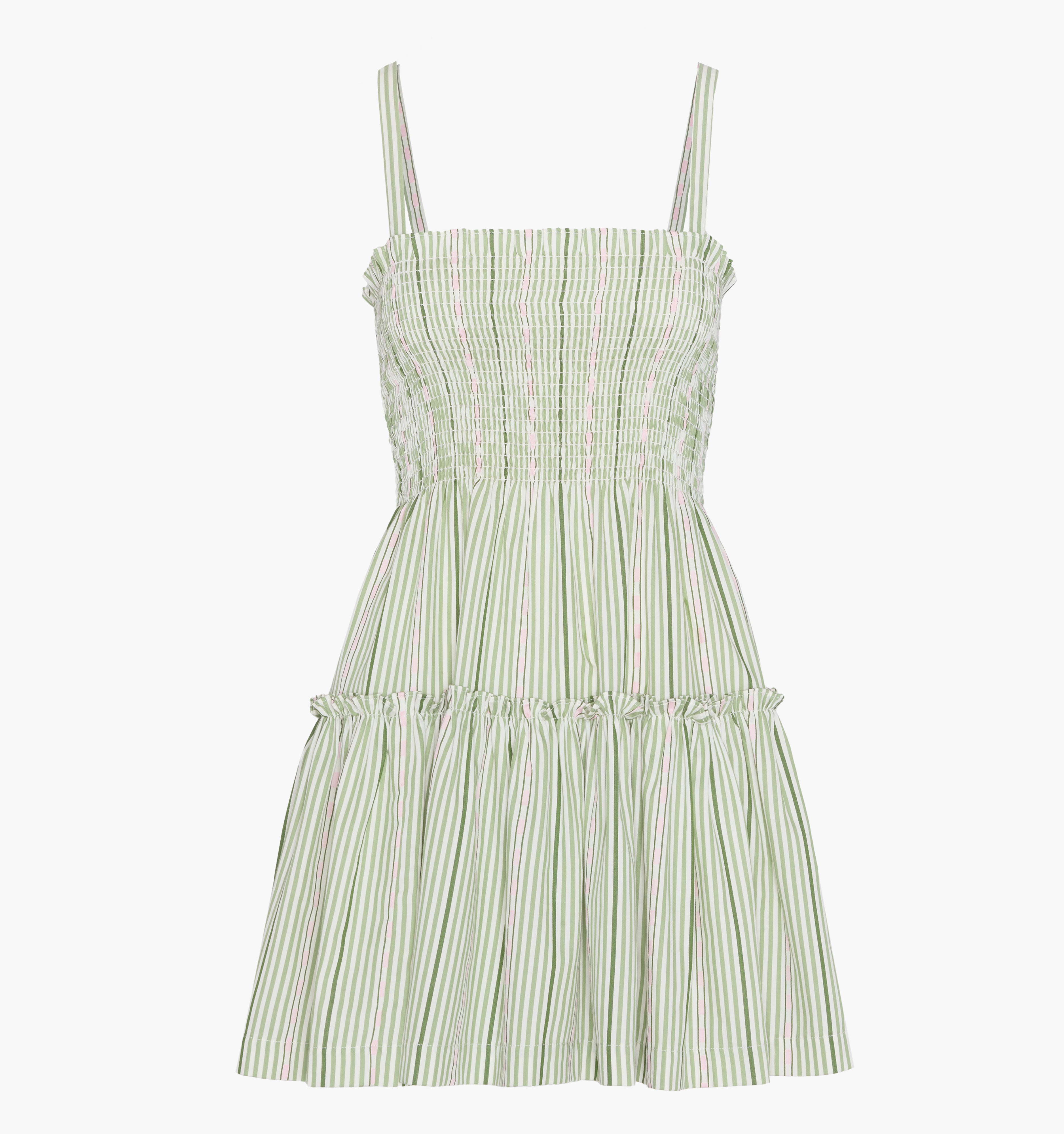 The Seraphina Mini Nap Dress - Green Jacquard Stripe