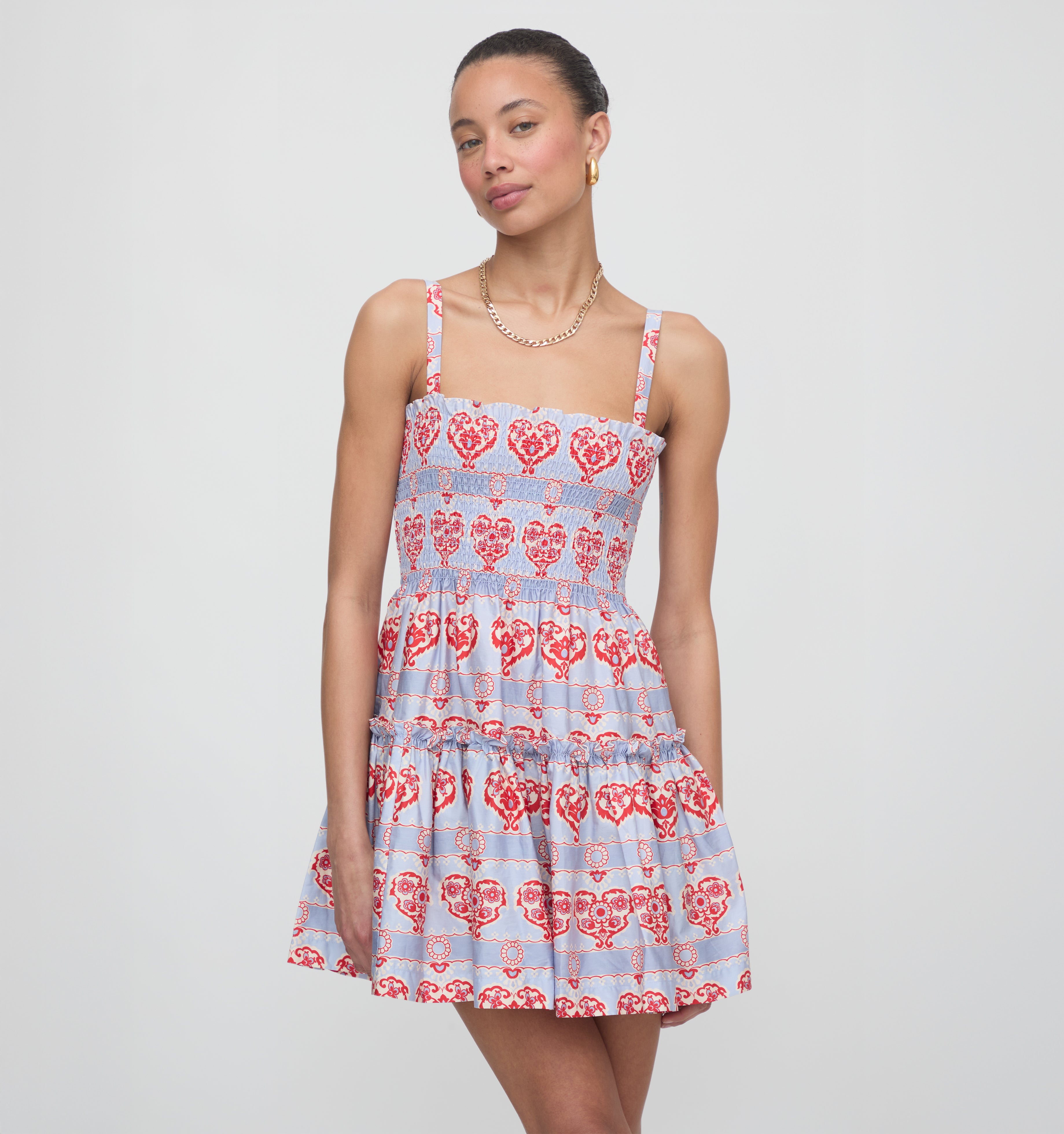 The Seraphina Mini Nap Dress - Poppy Damask Stripe – Hill House Home