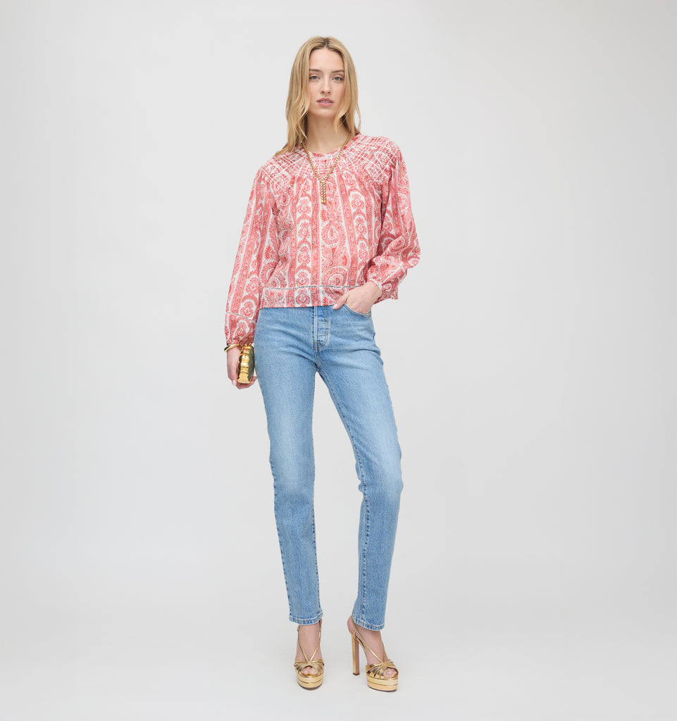 House on the Hill トップス　Checker 90 The Tory Top - Ivory Geo Ditsy – Hill House Home