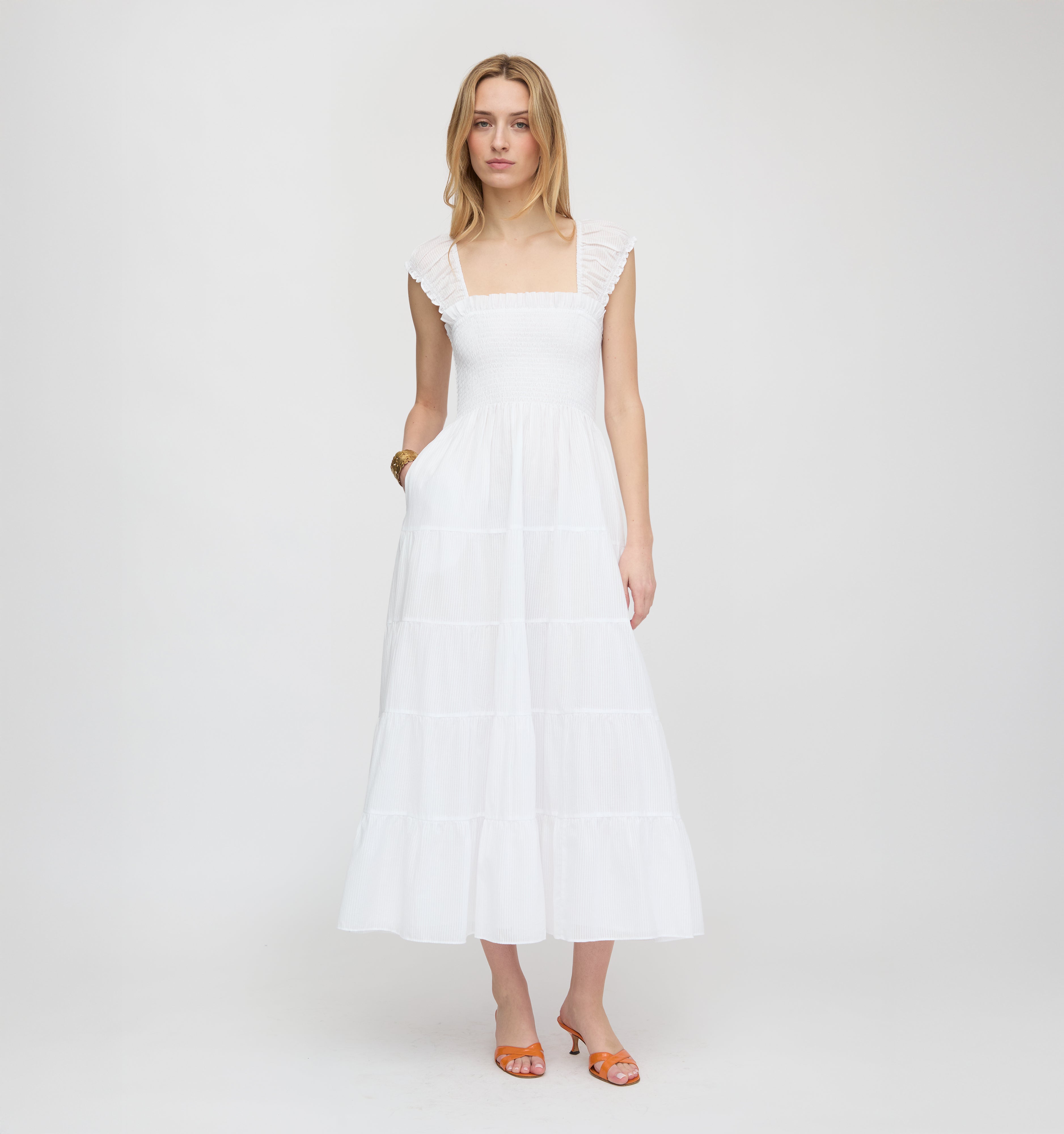 The Stella Nap Dress - White Shadow Stripe – Hill House Home