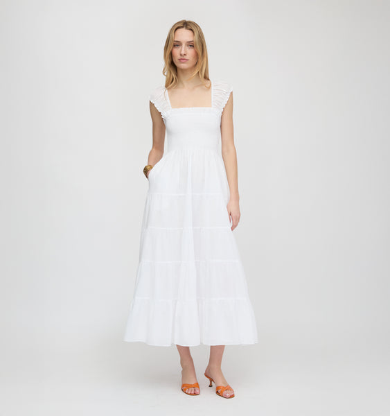 The Stella Nap Dress - White Shadow Stripe – Hill House Home