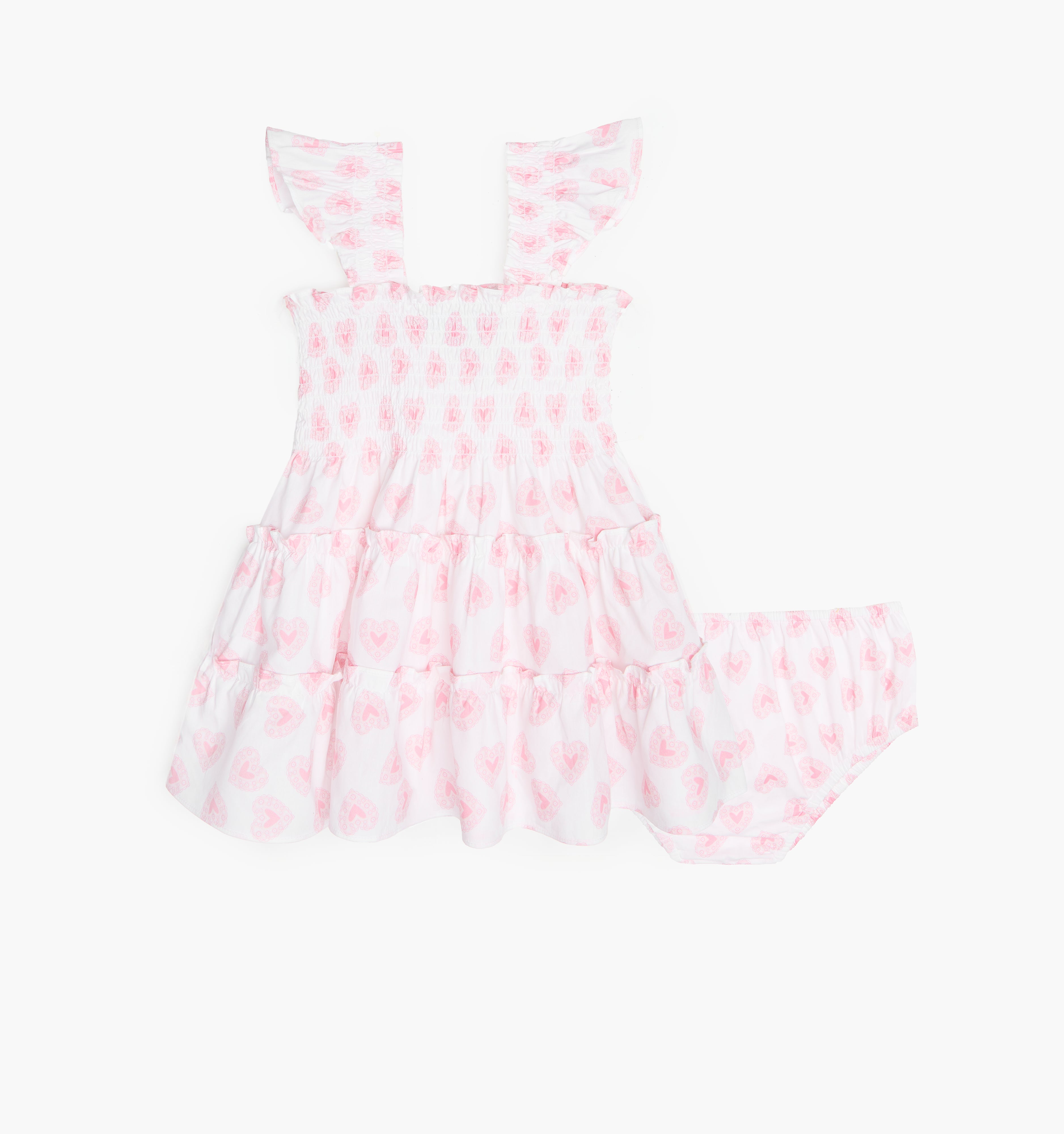 The Baby Ellie Nap Dress - Pink Doily Heart