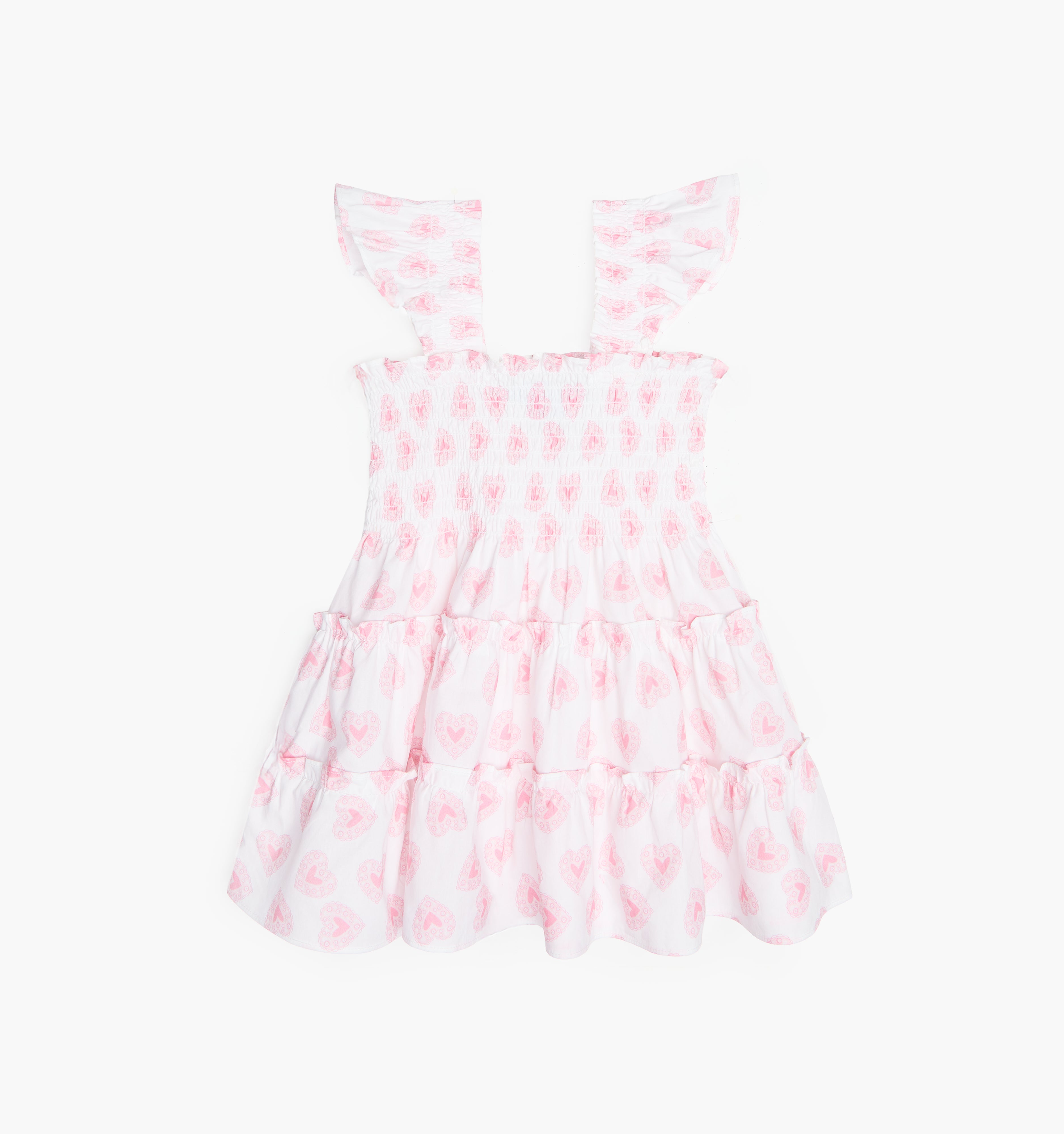 The Tiny Ellie Nap Dress - Pink Doily Heart