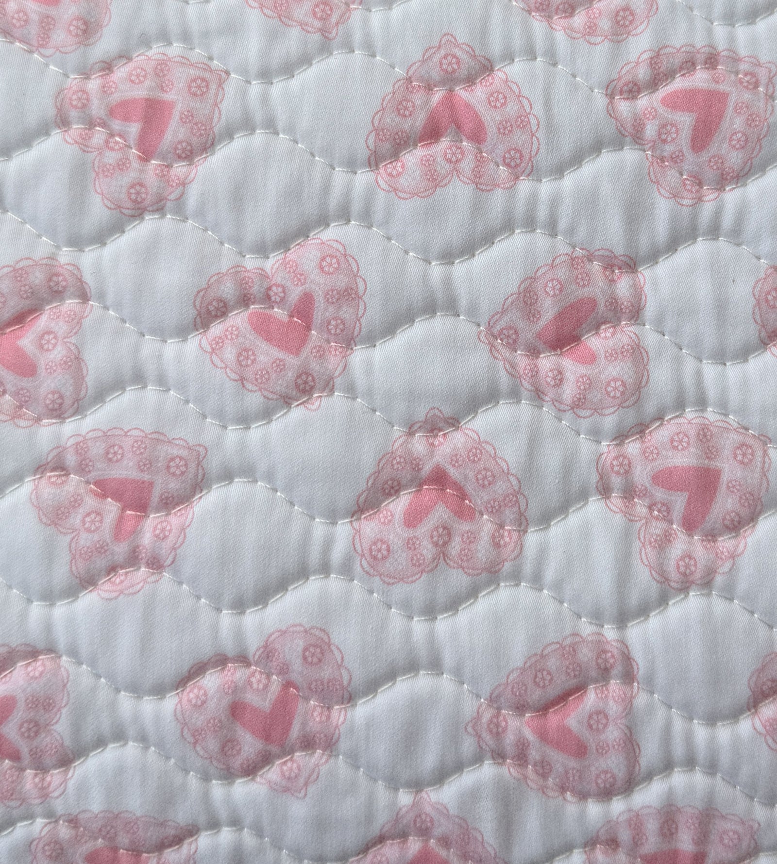 The Quilted Cosmetic Bag - Pink Doily Heart