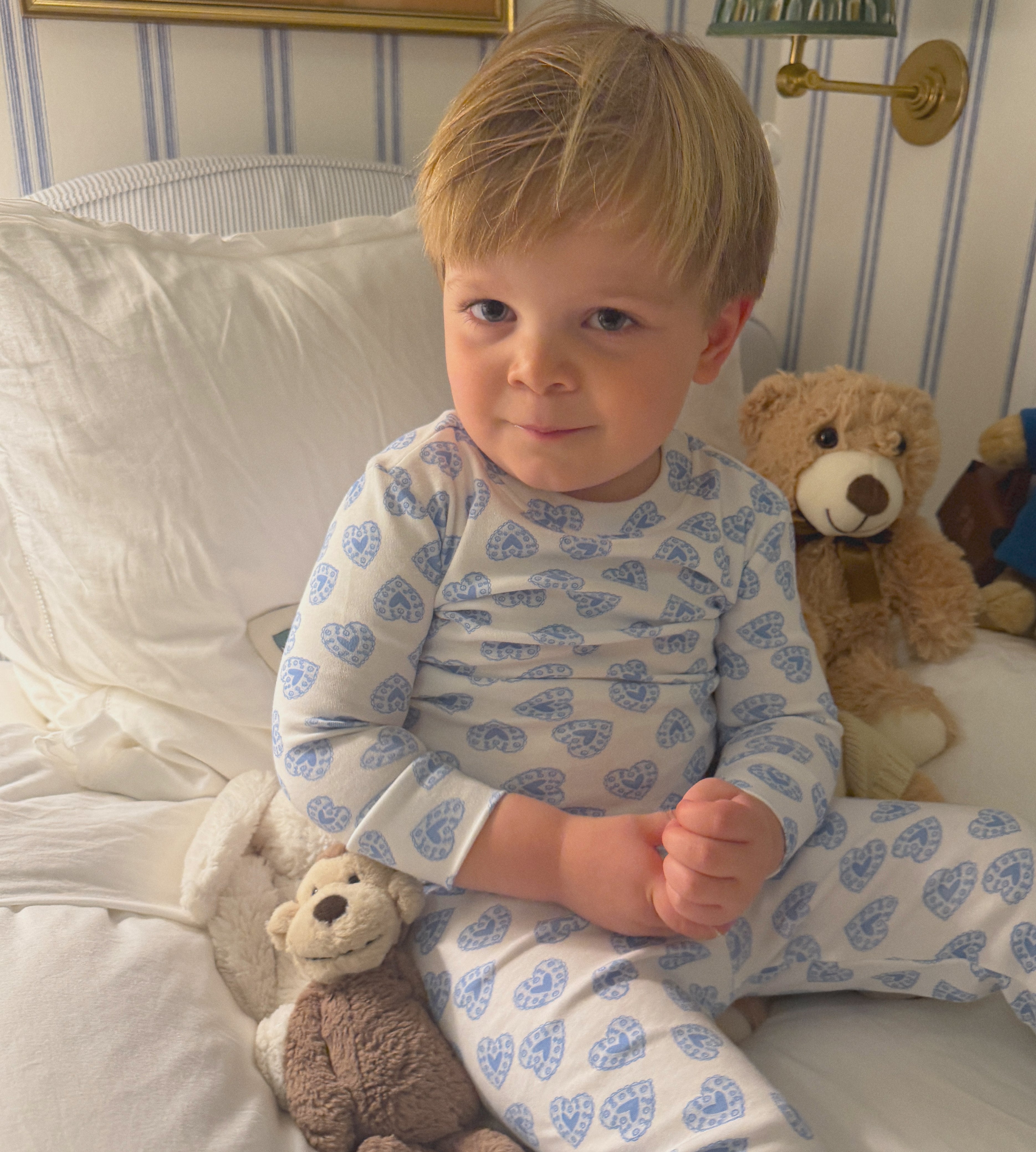 The Baby Sully PJ Set - Blue Doily Heart