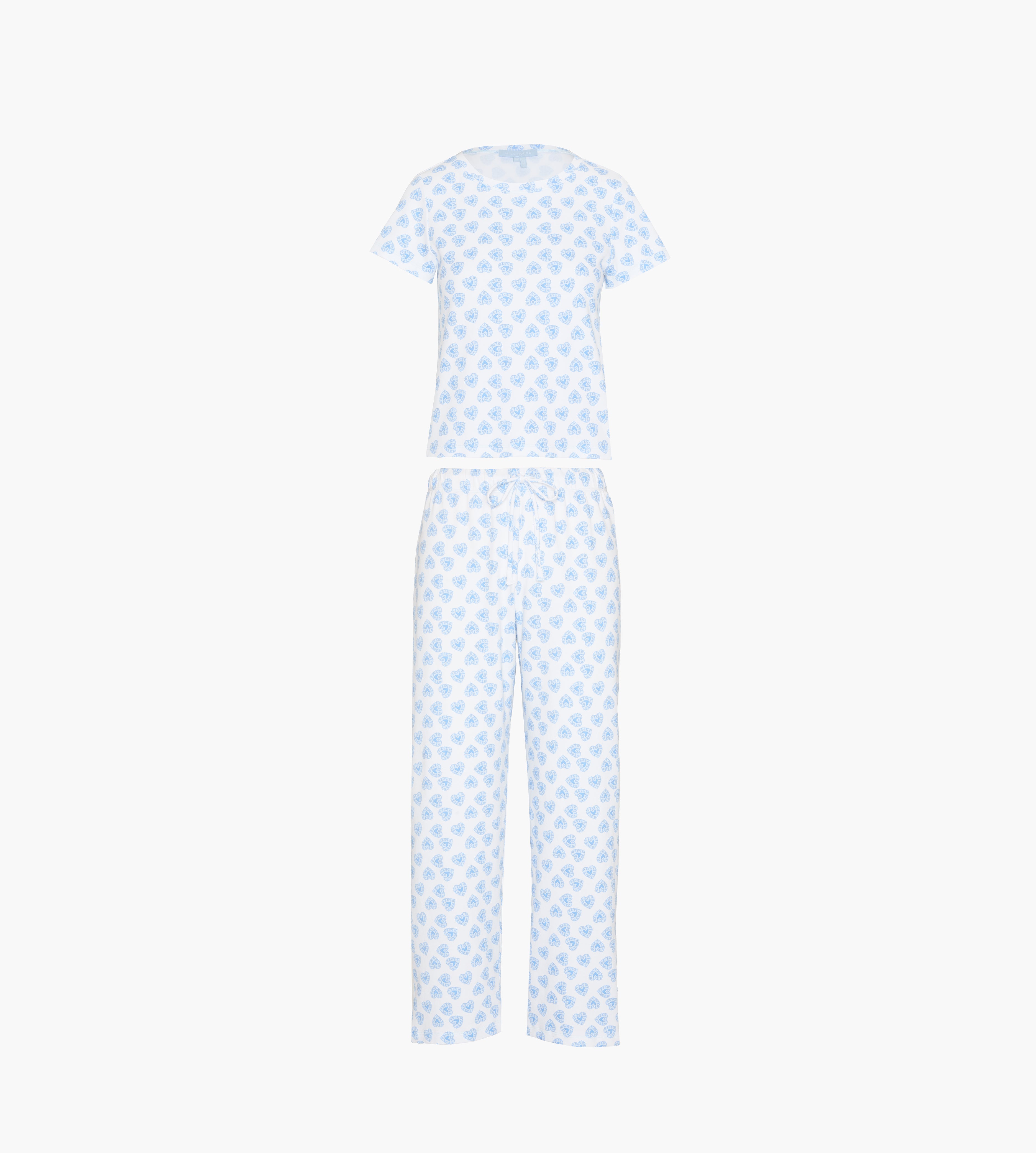The Kelly Pajama Set - Blue Doily Heart