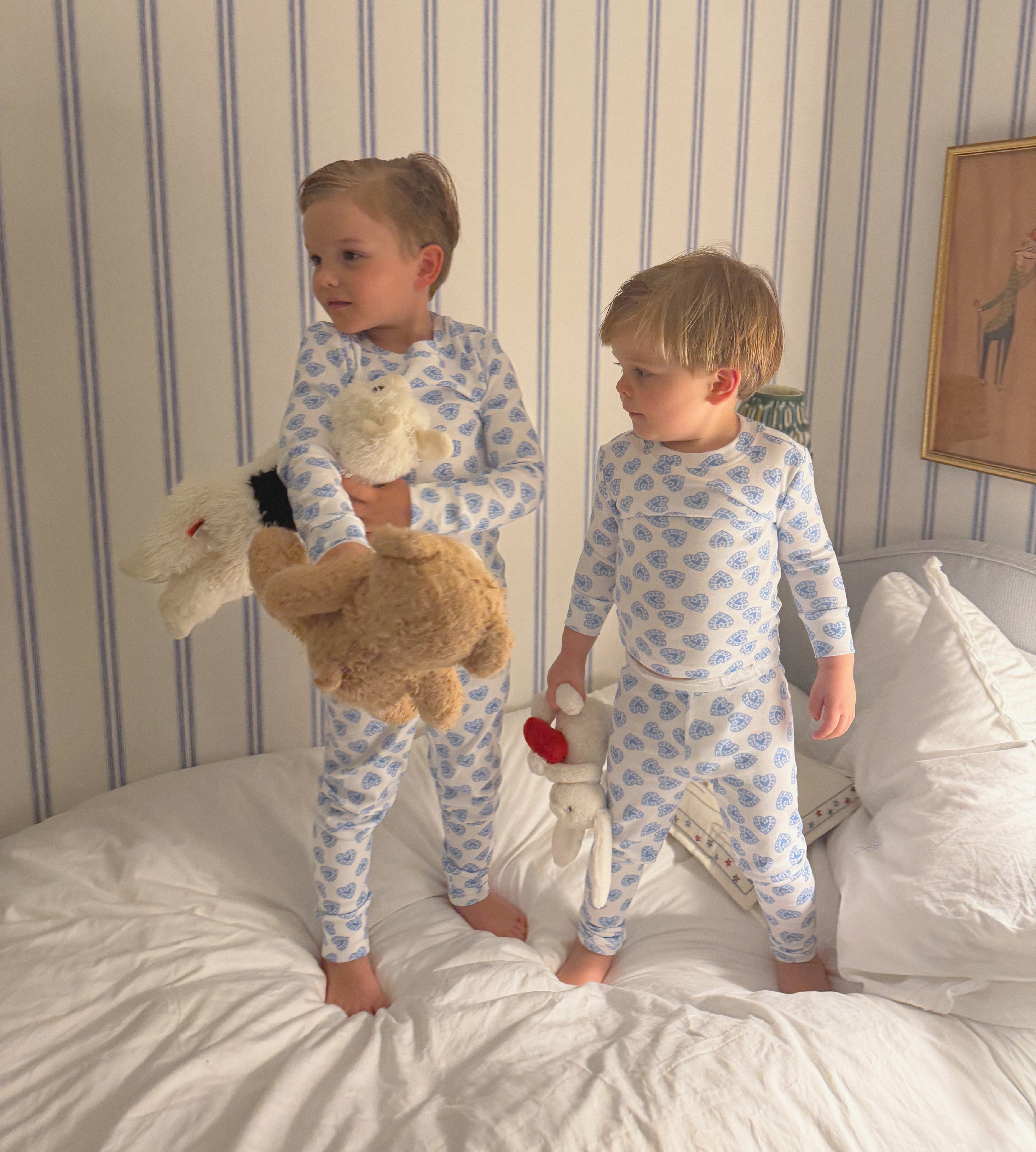 The Baby Sully PJ Set - Blue Doily Heart
