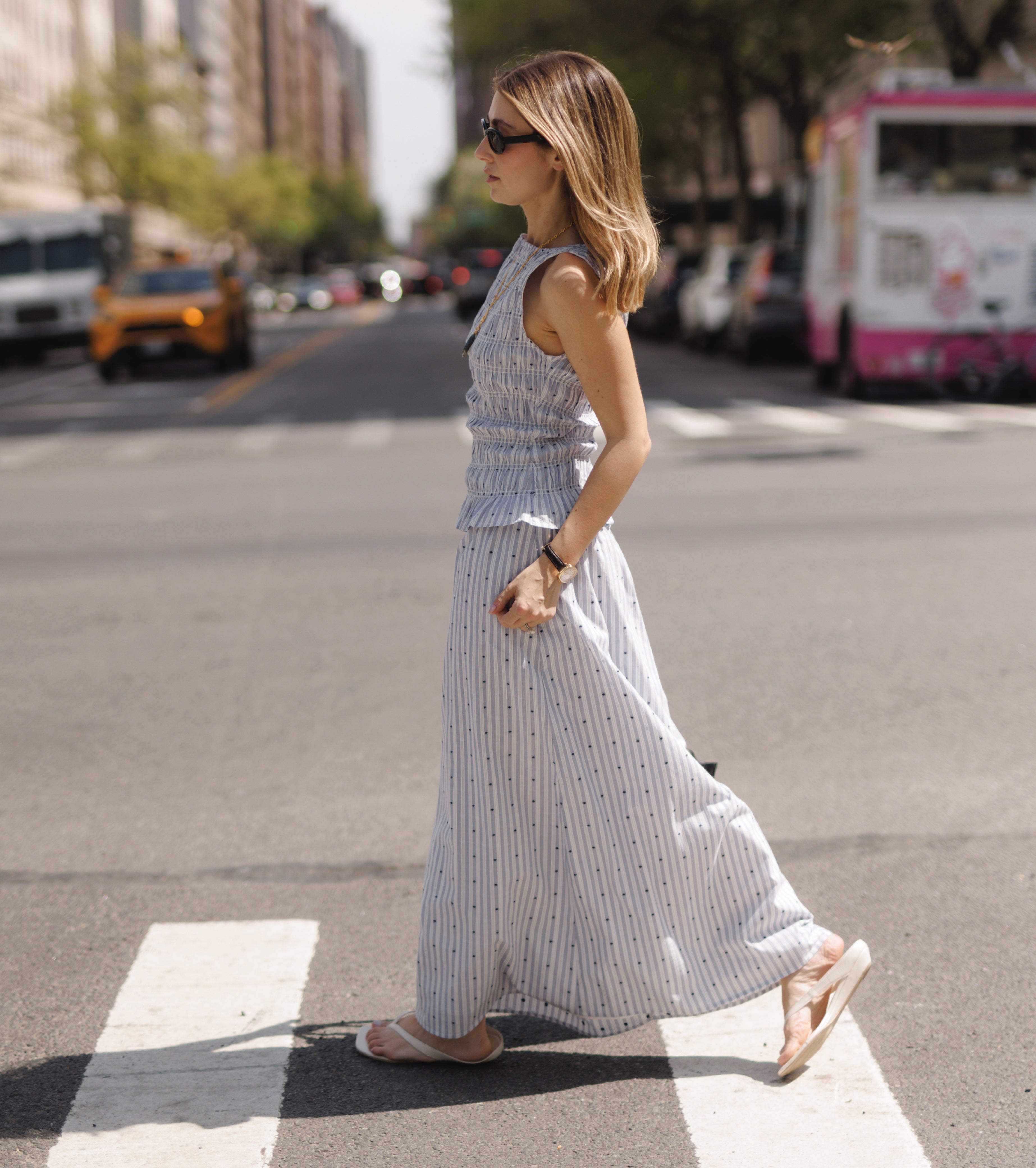 The Delphine Nap Skirt - Blue Swiss Dot
