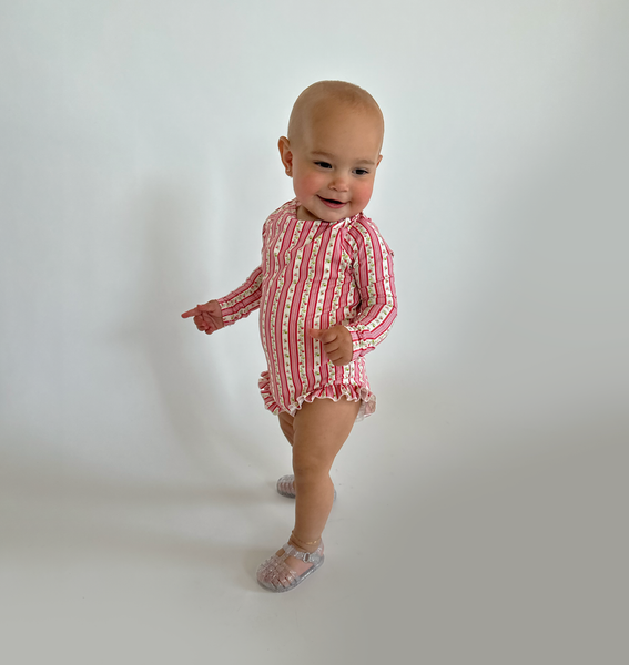 The Baby Sora Rashguard - Pansy Stripe Pink – Hill House Home