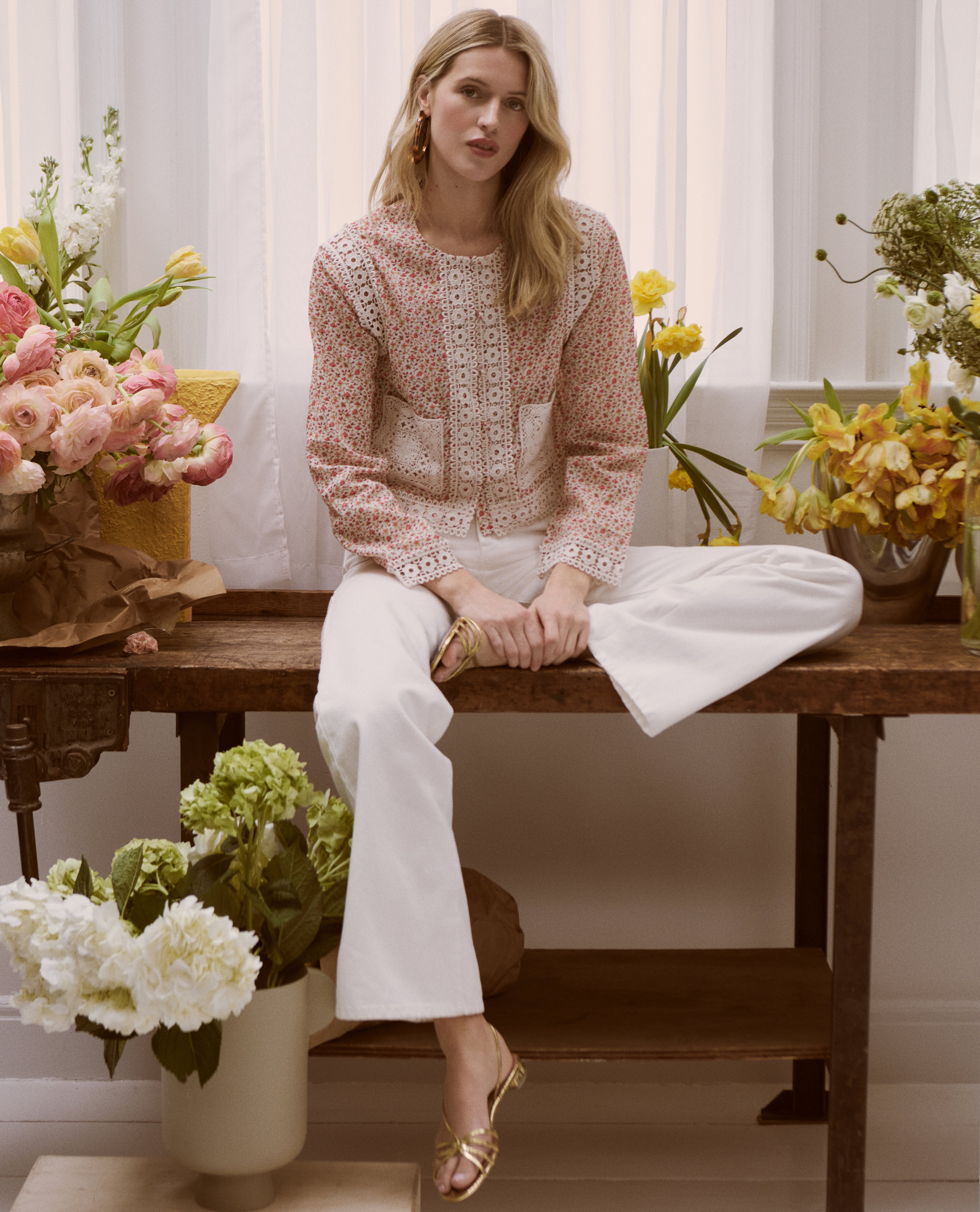 The Tory Top - Ivory Geo Ditsy