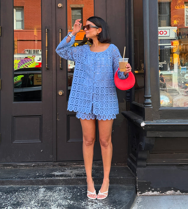 Hill House Home The Enella Tunic - Cornflower Lace