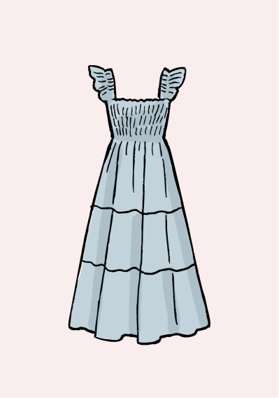 Smocked Blue Nap Dress 