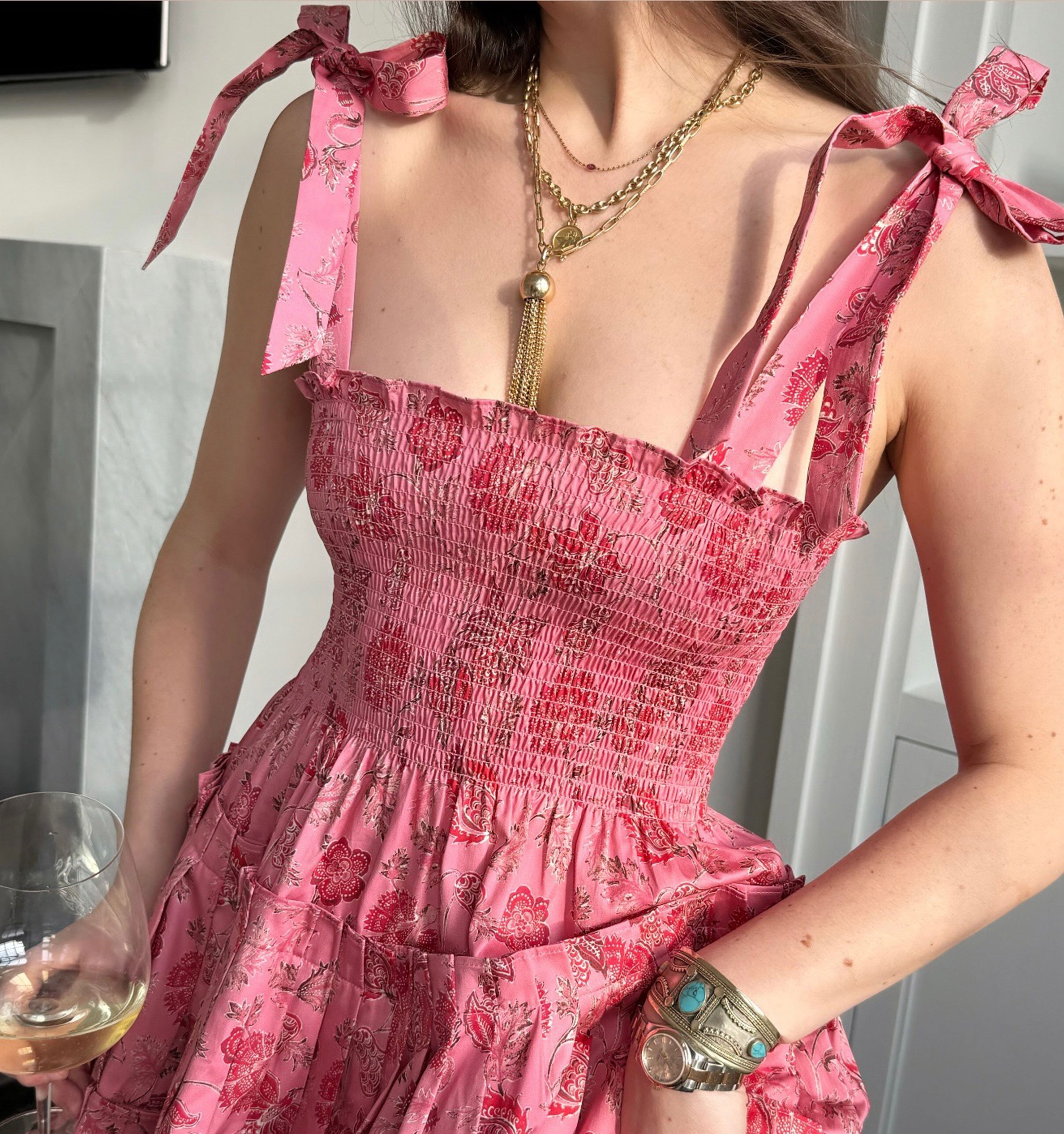 The Ribbon Charlotte Nap Dress - Pink Pimlico Floral