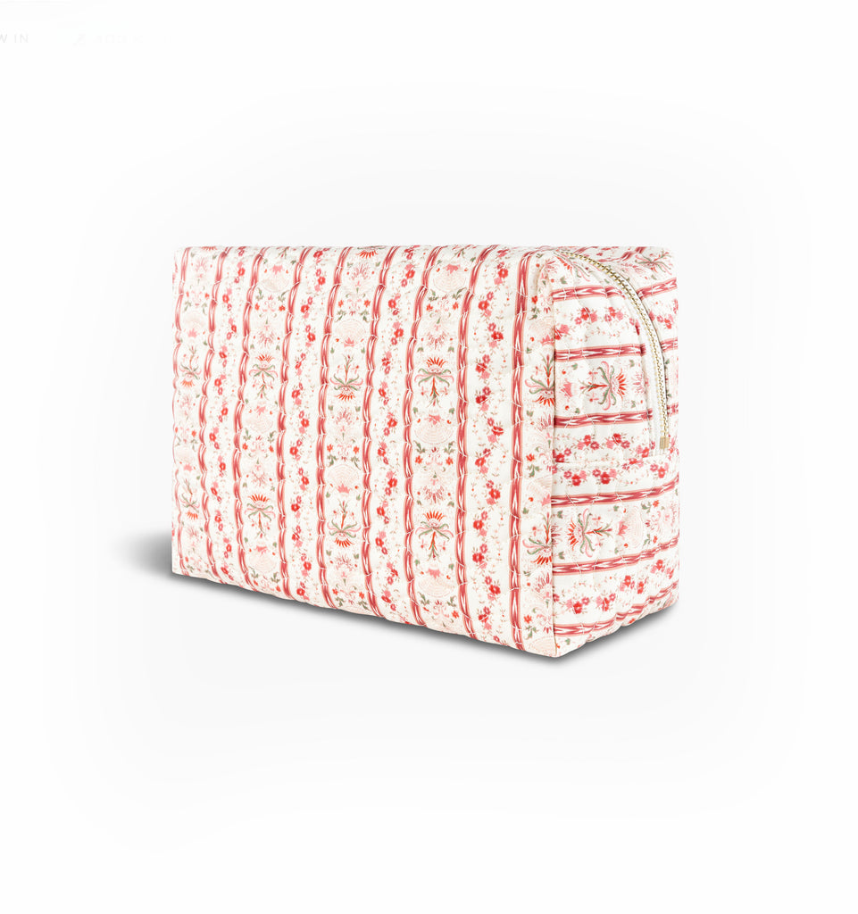 The Quilted Cosmetic Bag - Pink Emma Stripe – Hill House Home