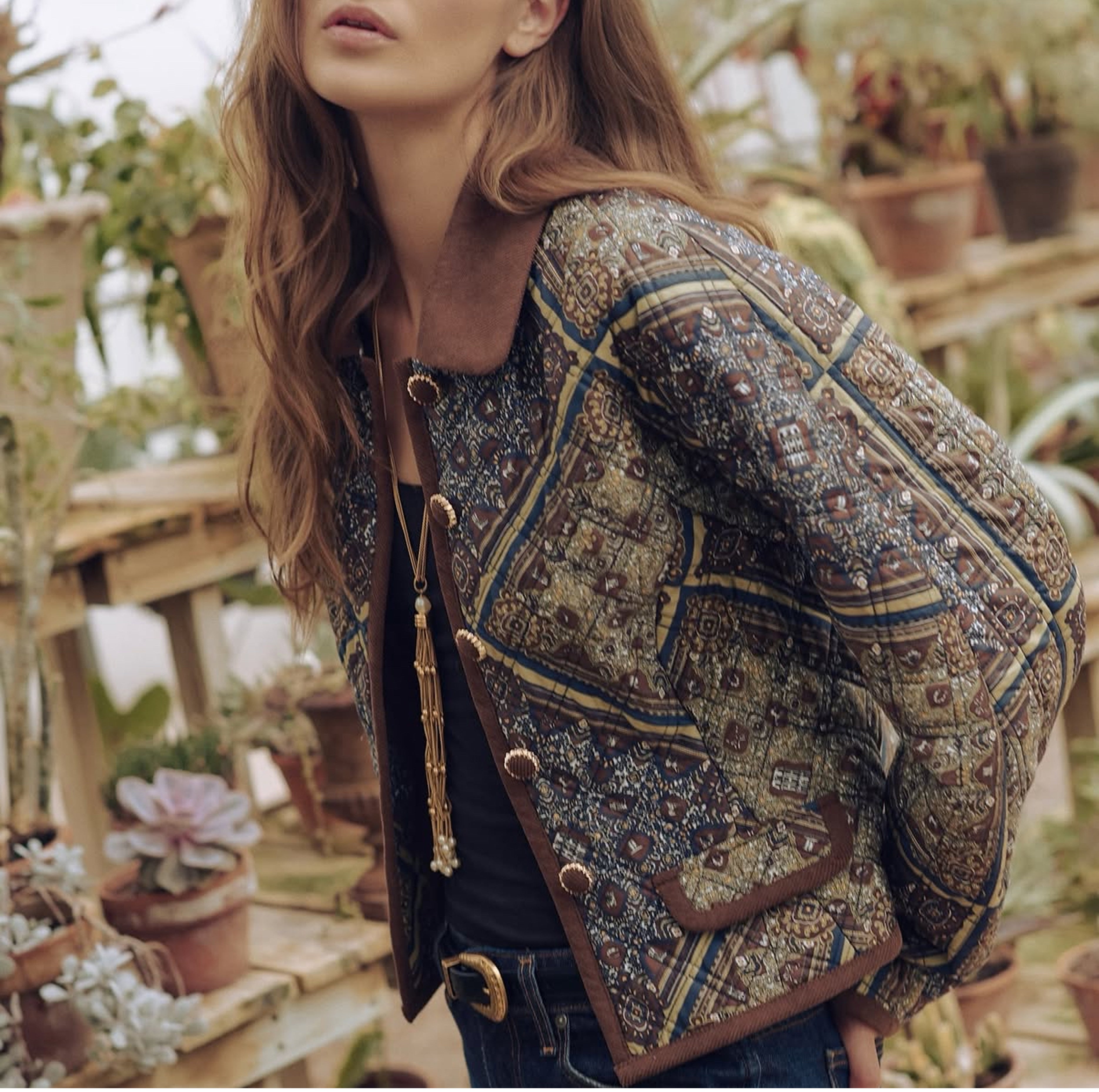 The Dax Jacket in Olive Equestrian Scarf color: Olive Equestrian Scarf