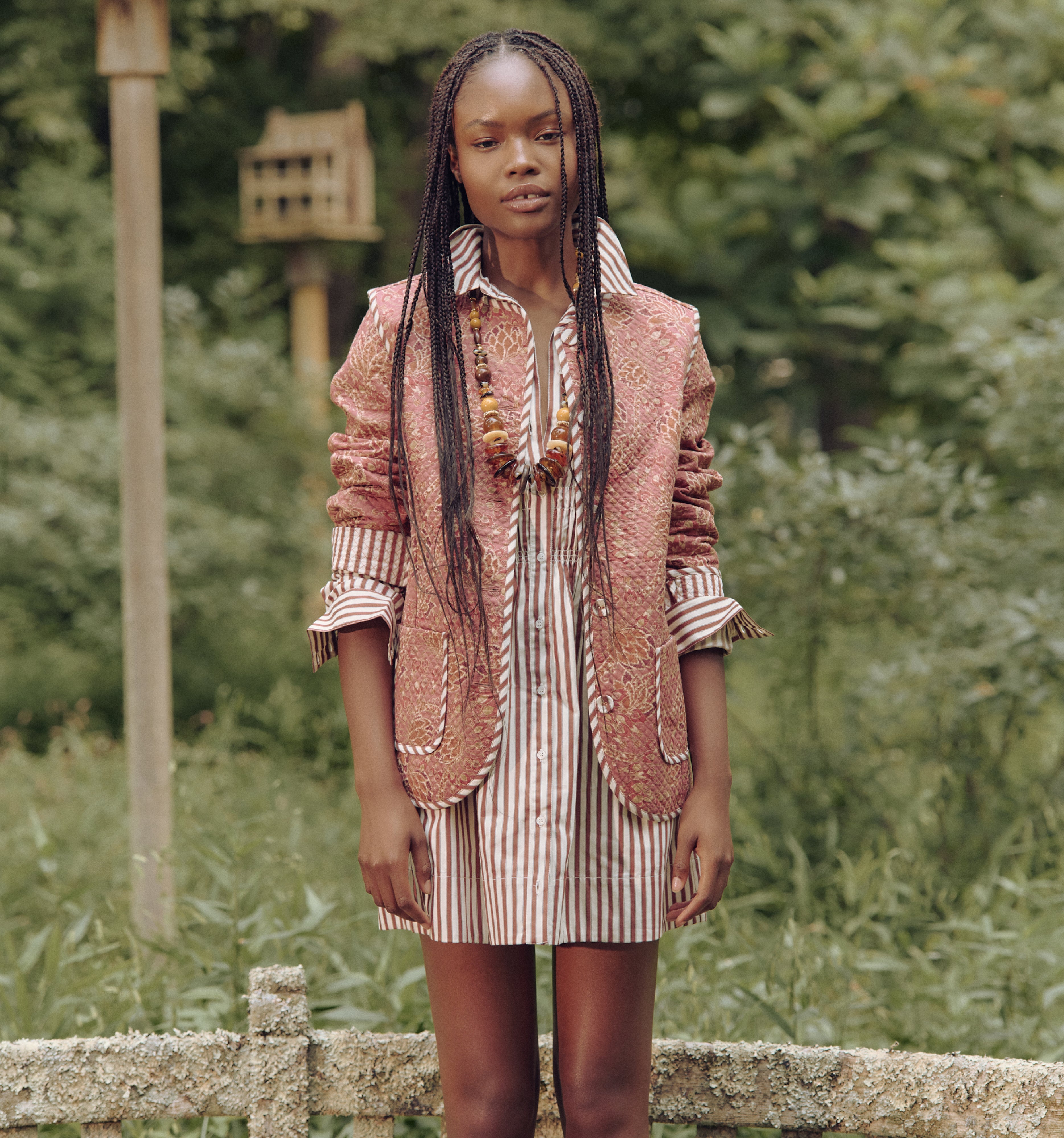 The Mira Dress in Rust Stripe color: Rust Stripe