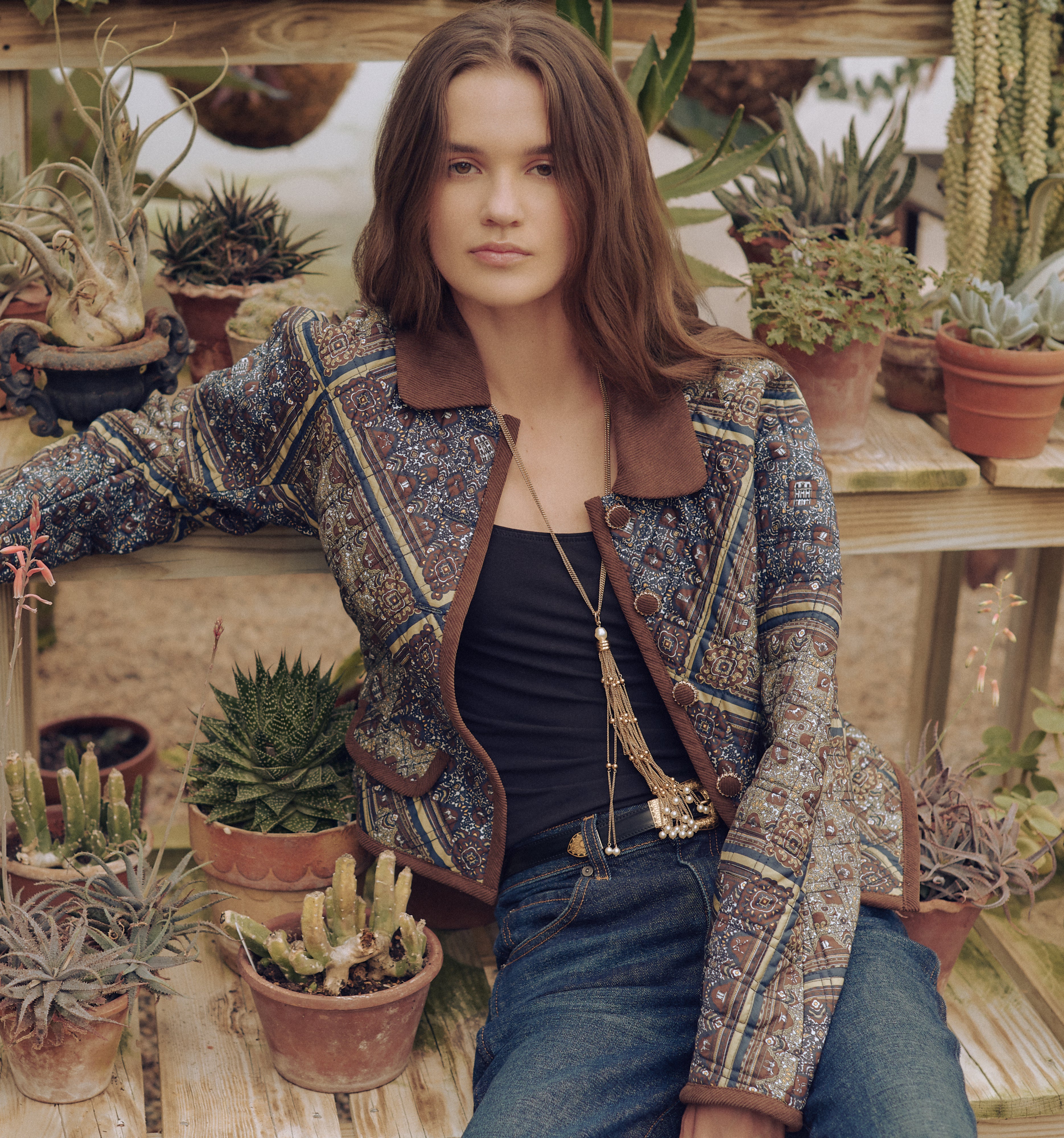 The Dax Jacket in Olive Equestrian Scarf color: Olive Equestrian Scarf