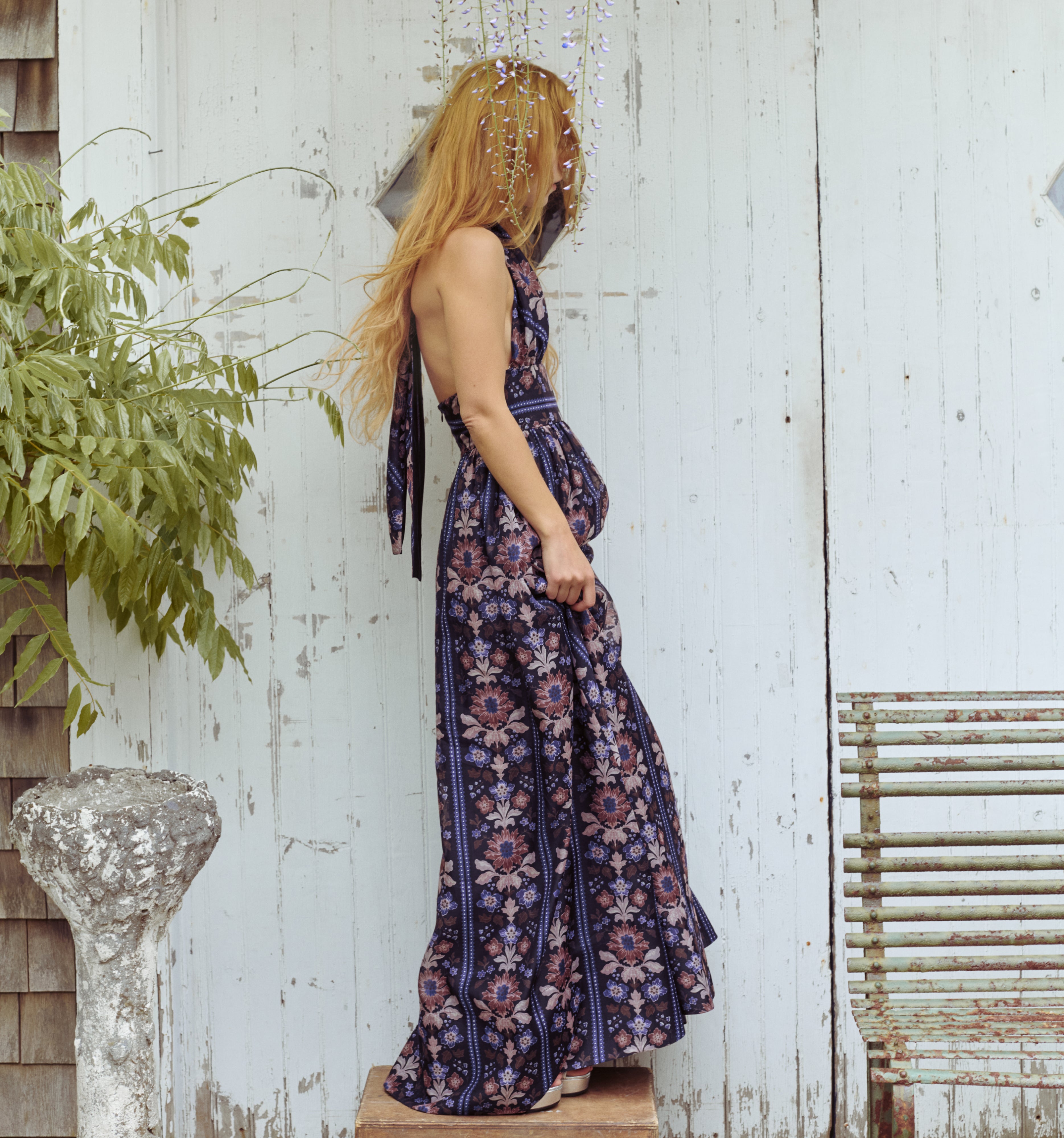 The Renee Dress - Black Floral Block Stripe – Hill House Home