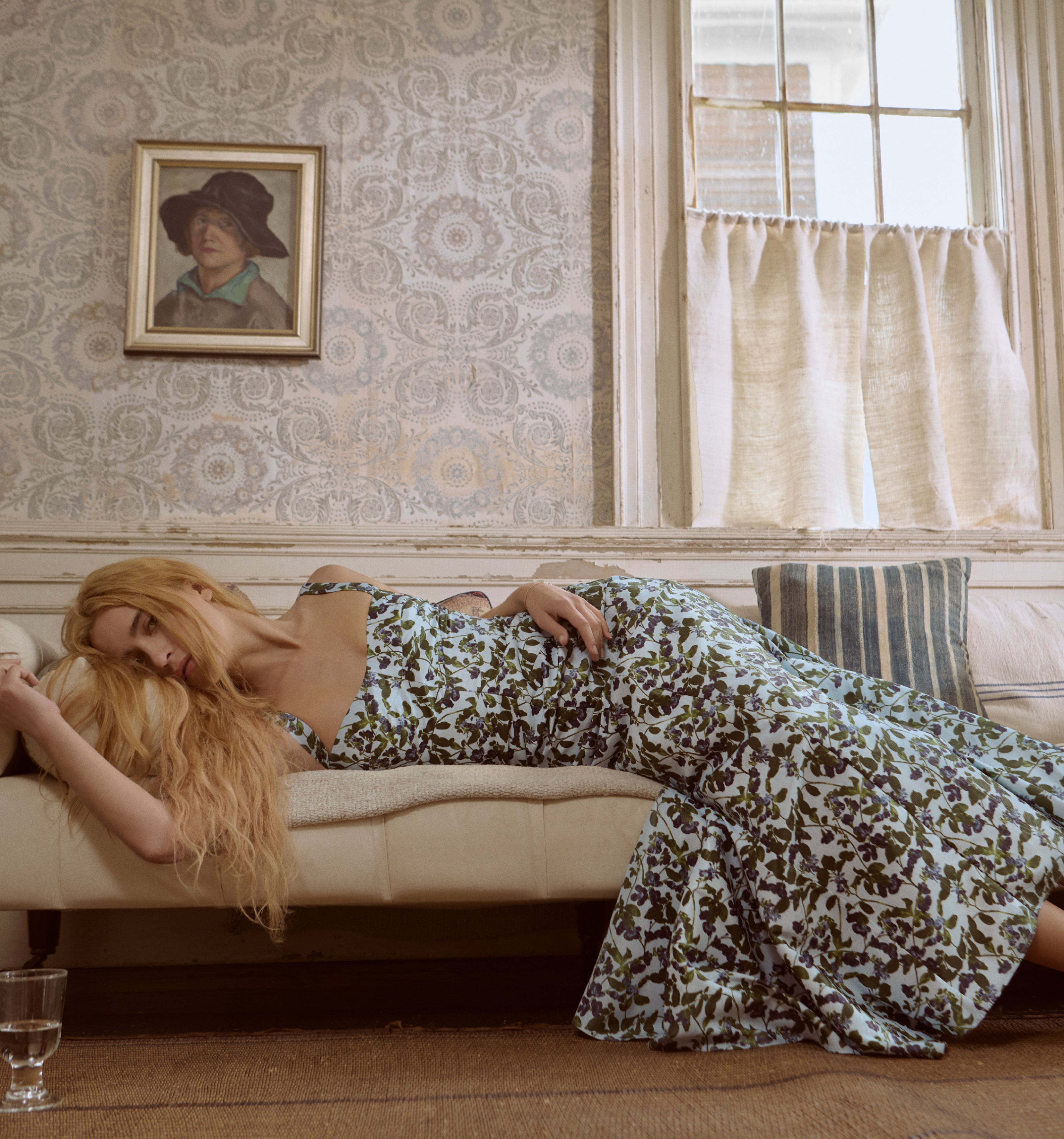 The Marietta Dress - Blue Pressed Flowers – Hill House Home