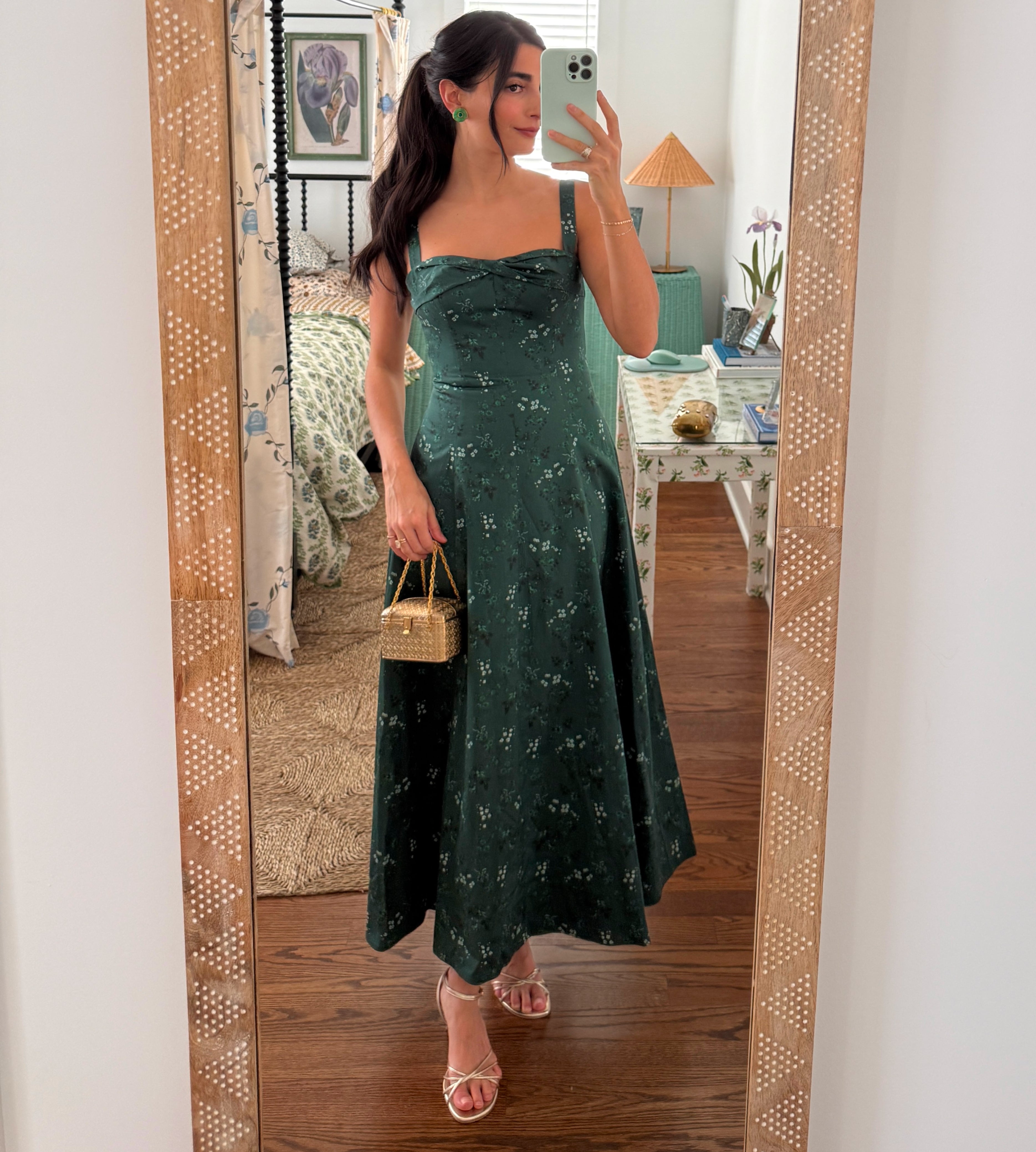 The Jude Dress - Green Scallop Bow Chintz