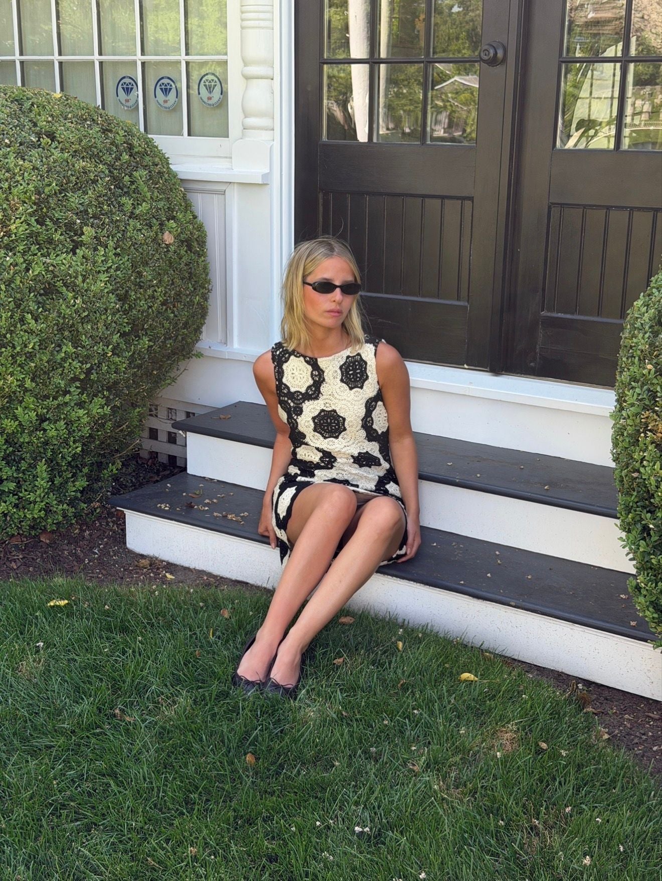 The Lisandra Dress - Black/Ivory Crochet Lace – Hill House Home