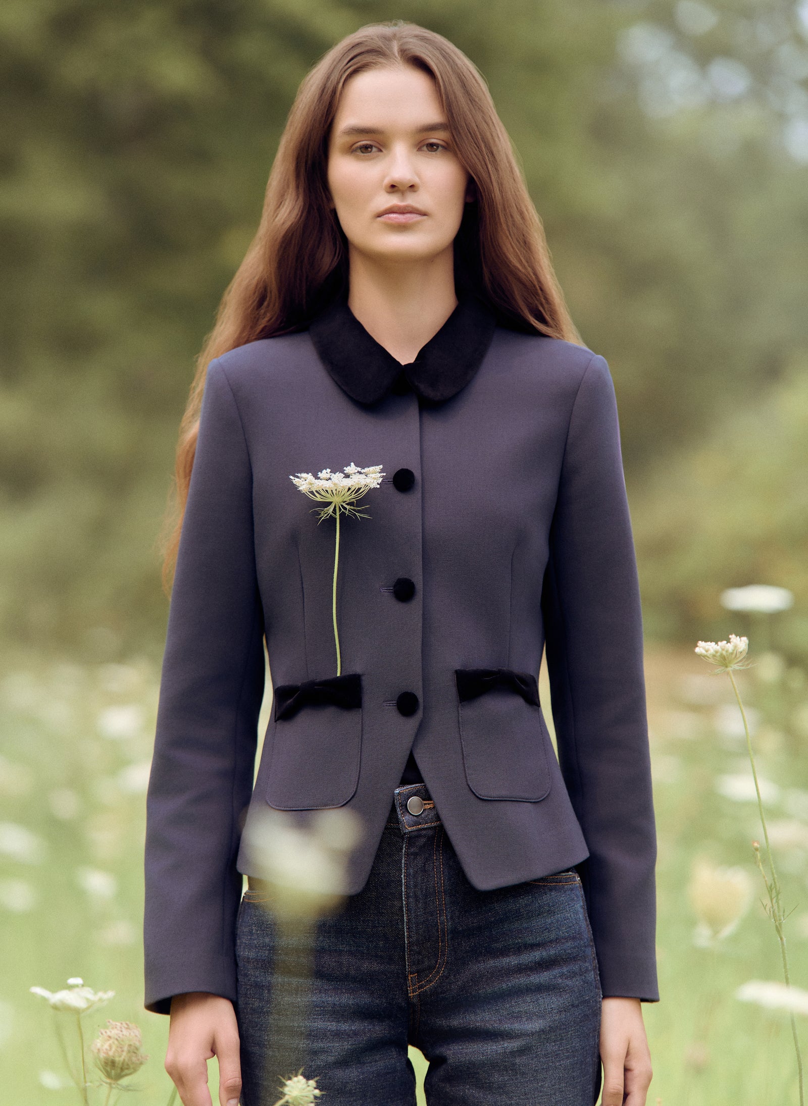 The Evalina Jacket in Navy color: Navy