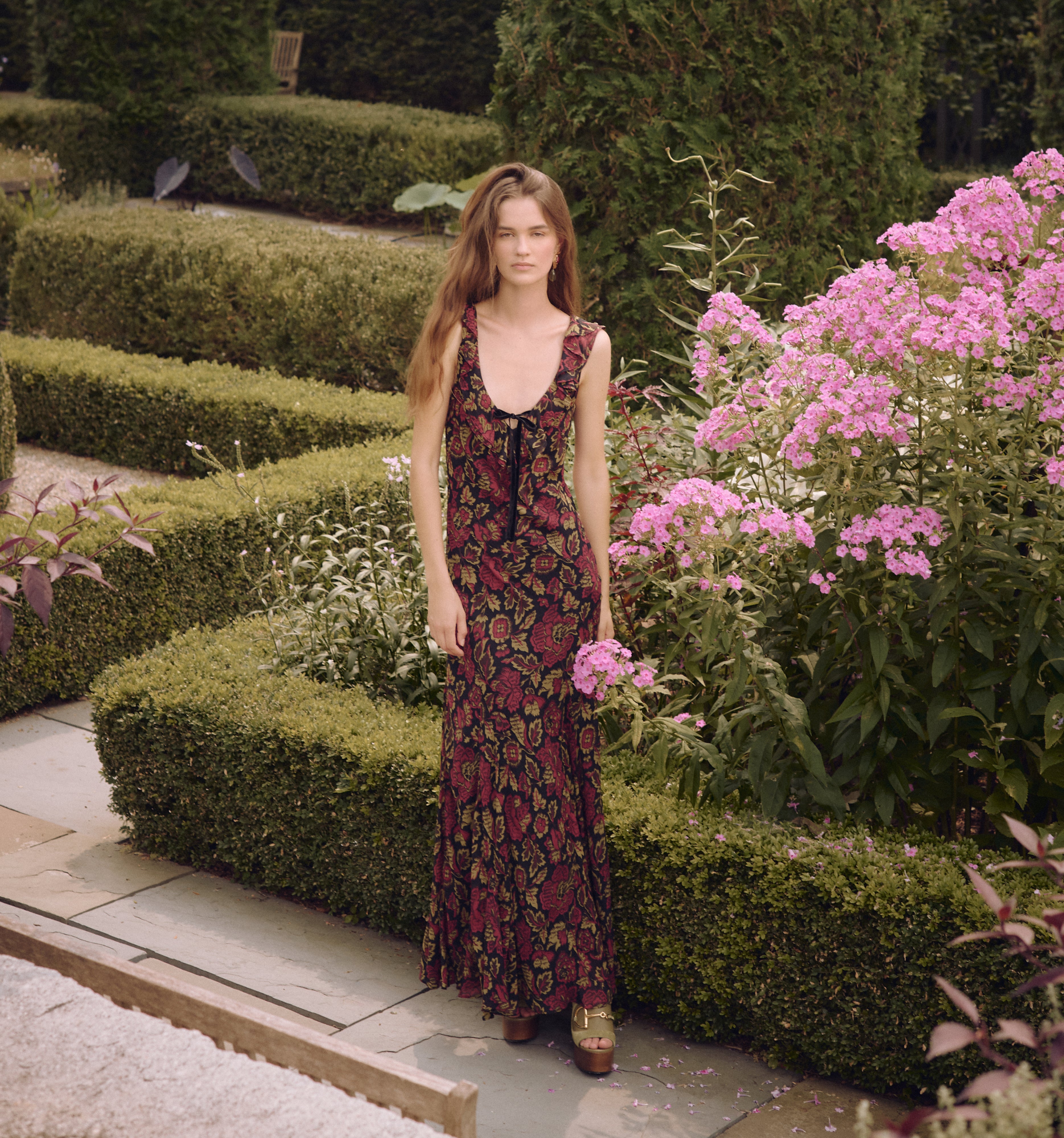 The Augustina Dress in Black Palampore Floral color: Black Palampore Floral