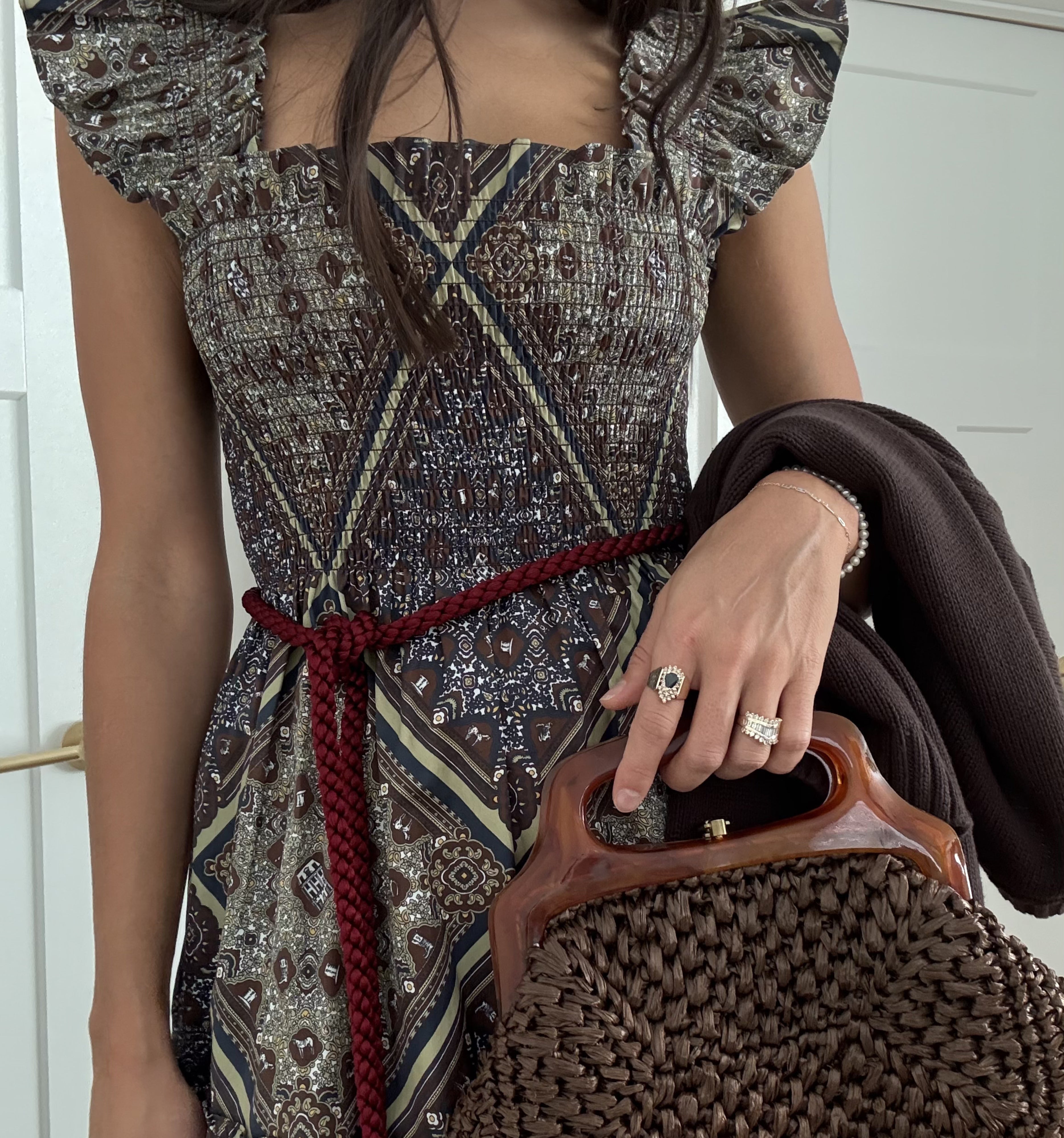 The Ellie Nap Dress in Olive Equestrian Scarf color: Olive Equestrian Scarf