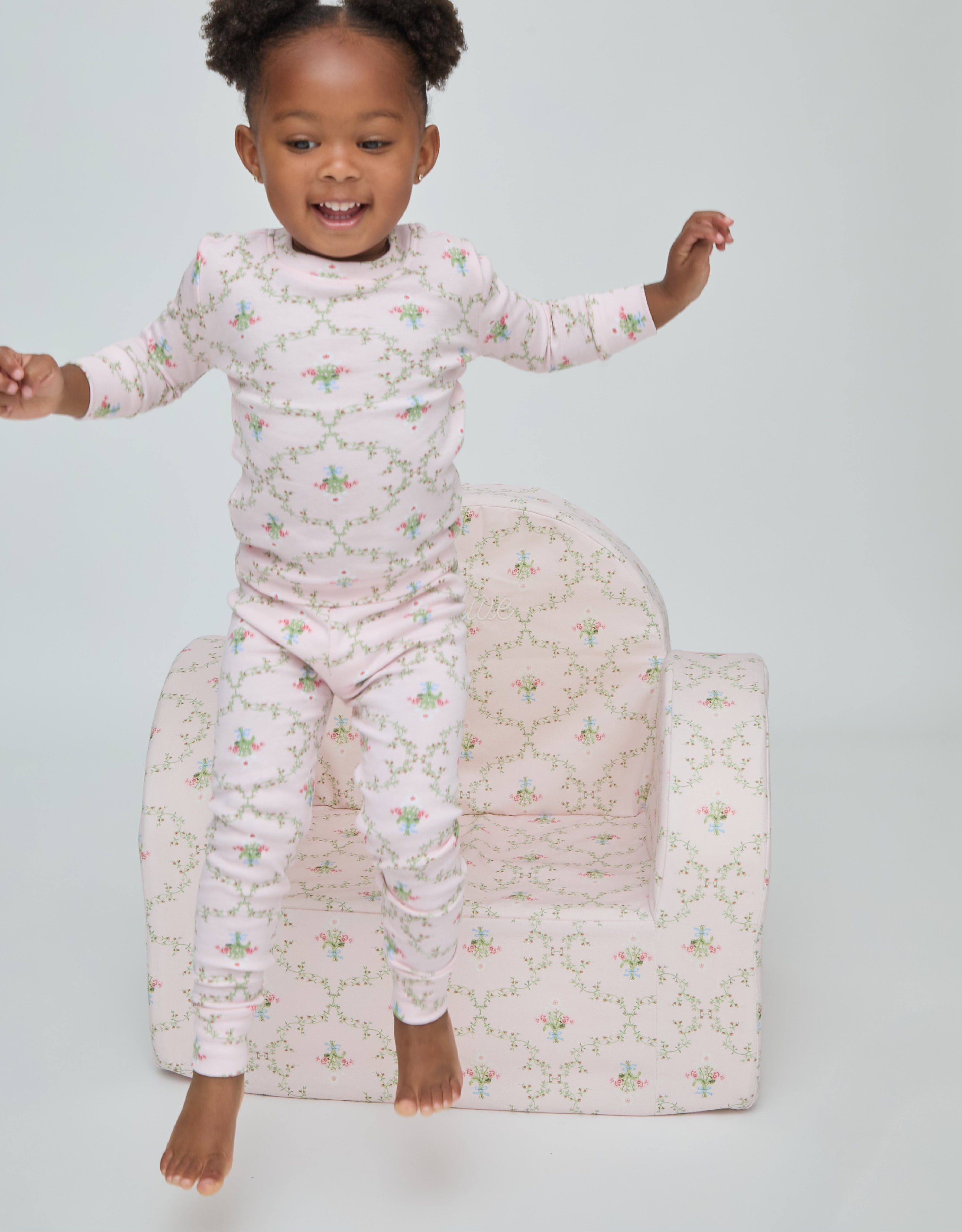 The Tiny Sully PJ Set - Light Pink Trellis