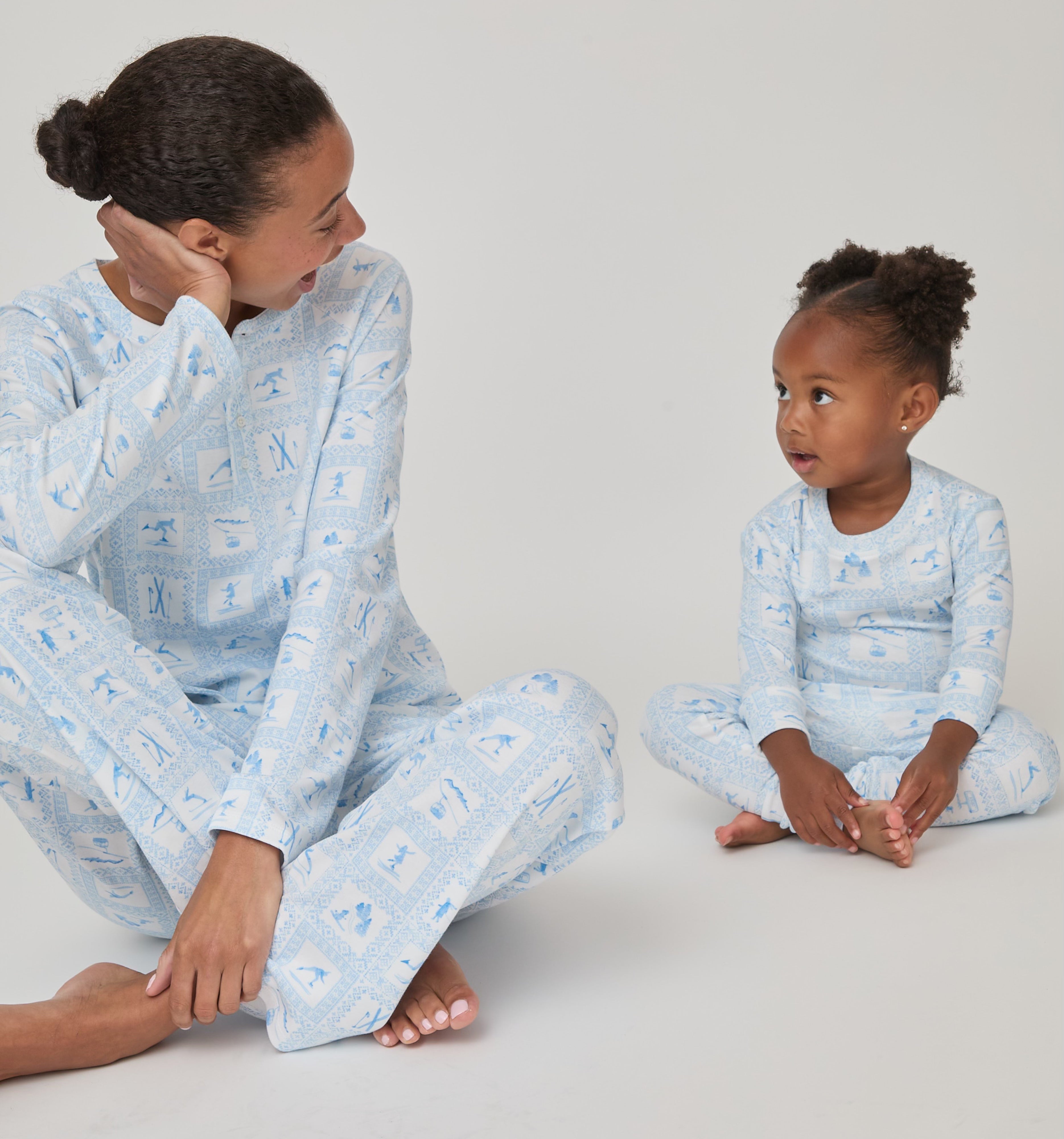 The Baby Sully PJ Set - Blue Skiers Toile