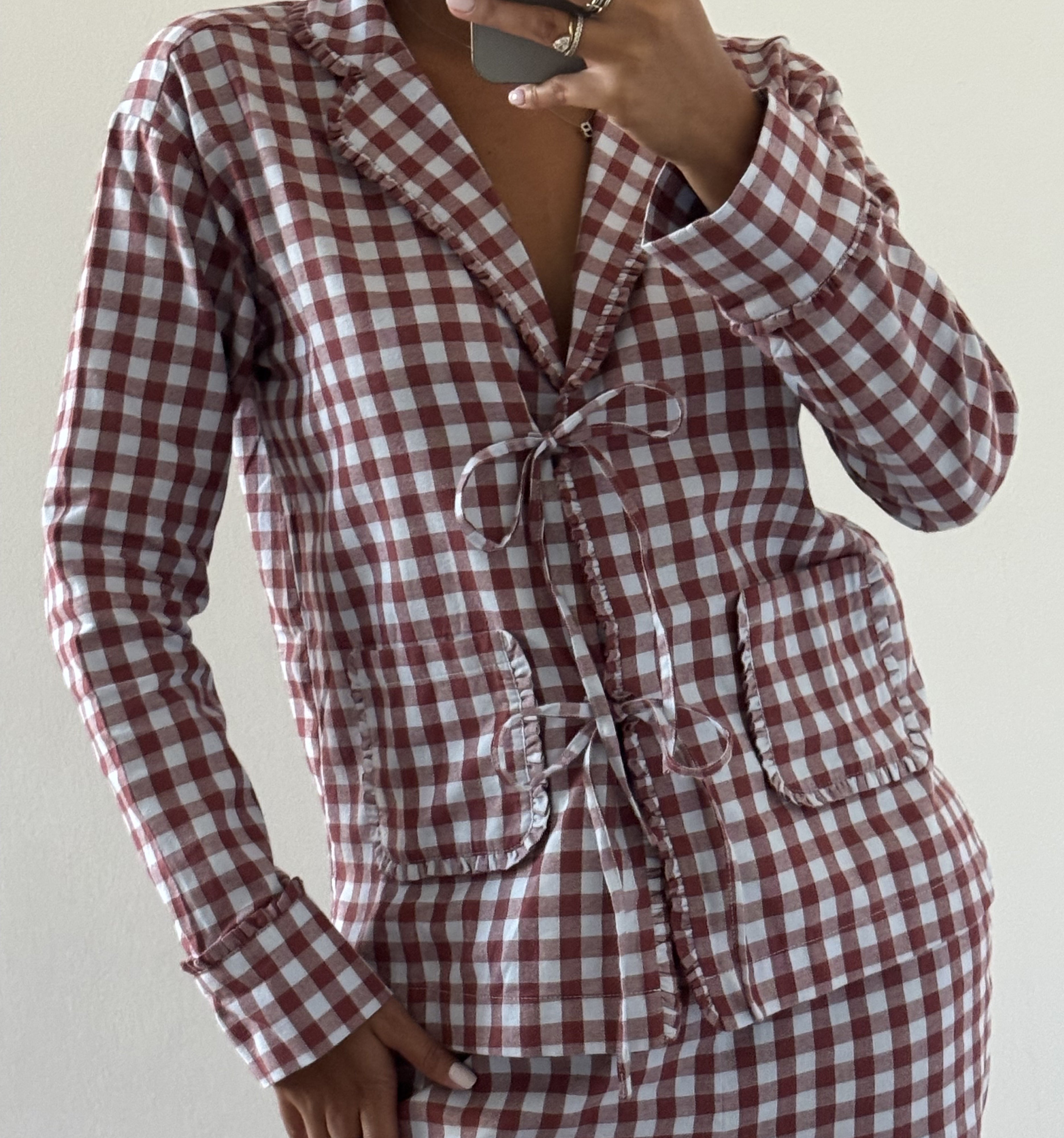 The Steffy PJ Set in Sienna Check color: Sienna Check