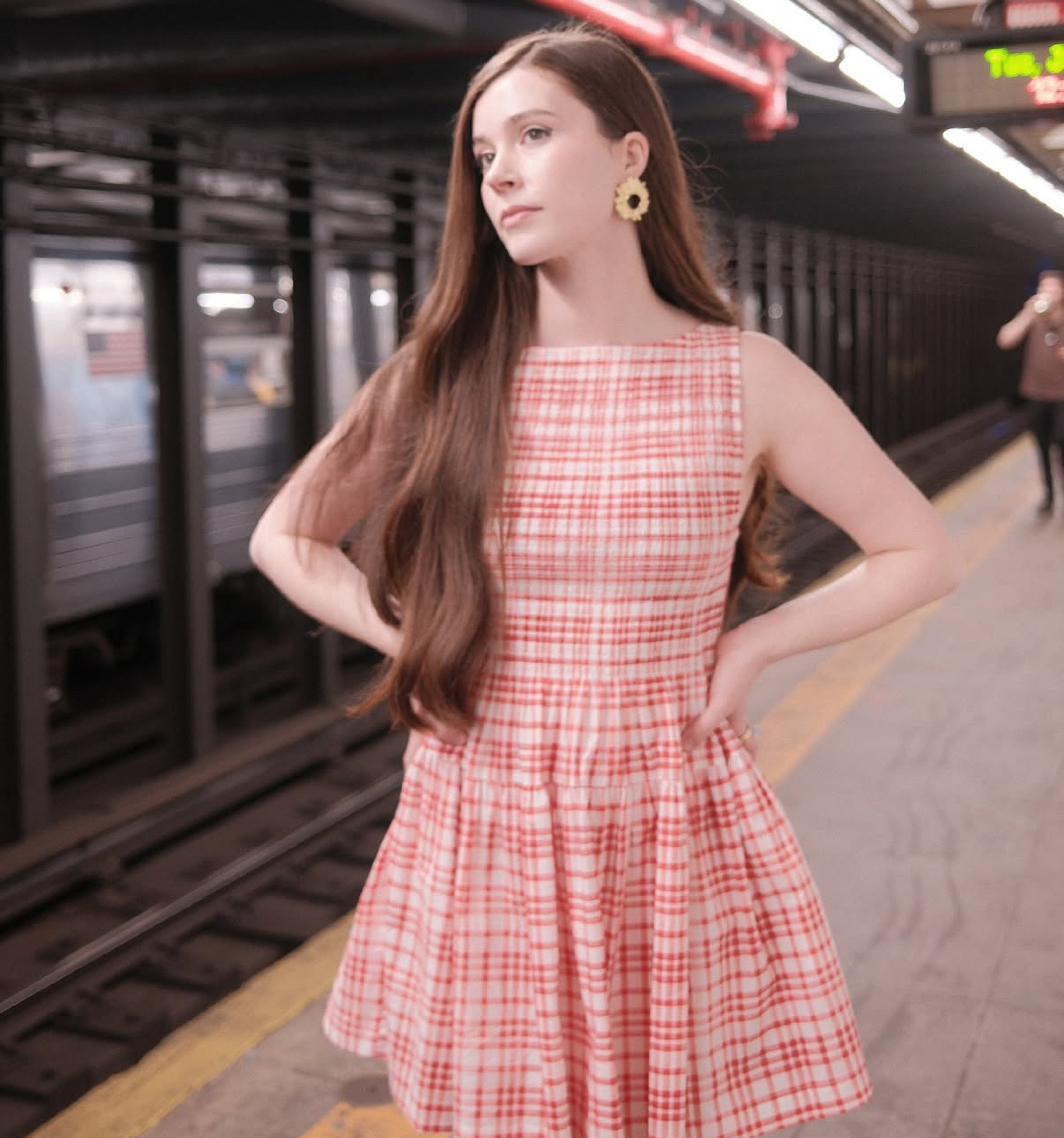 The Cosima Mini Nap Dress - Cherry Watercolor Gingham