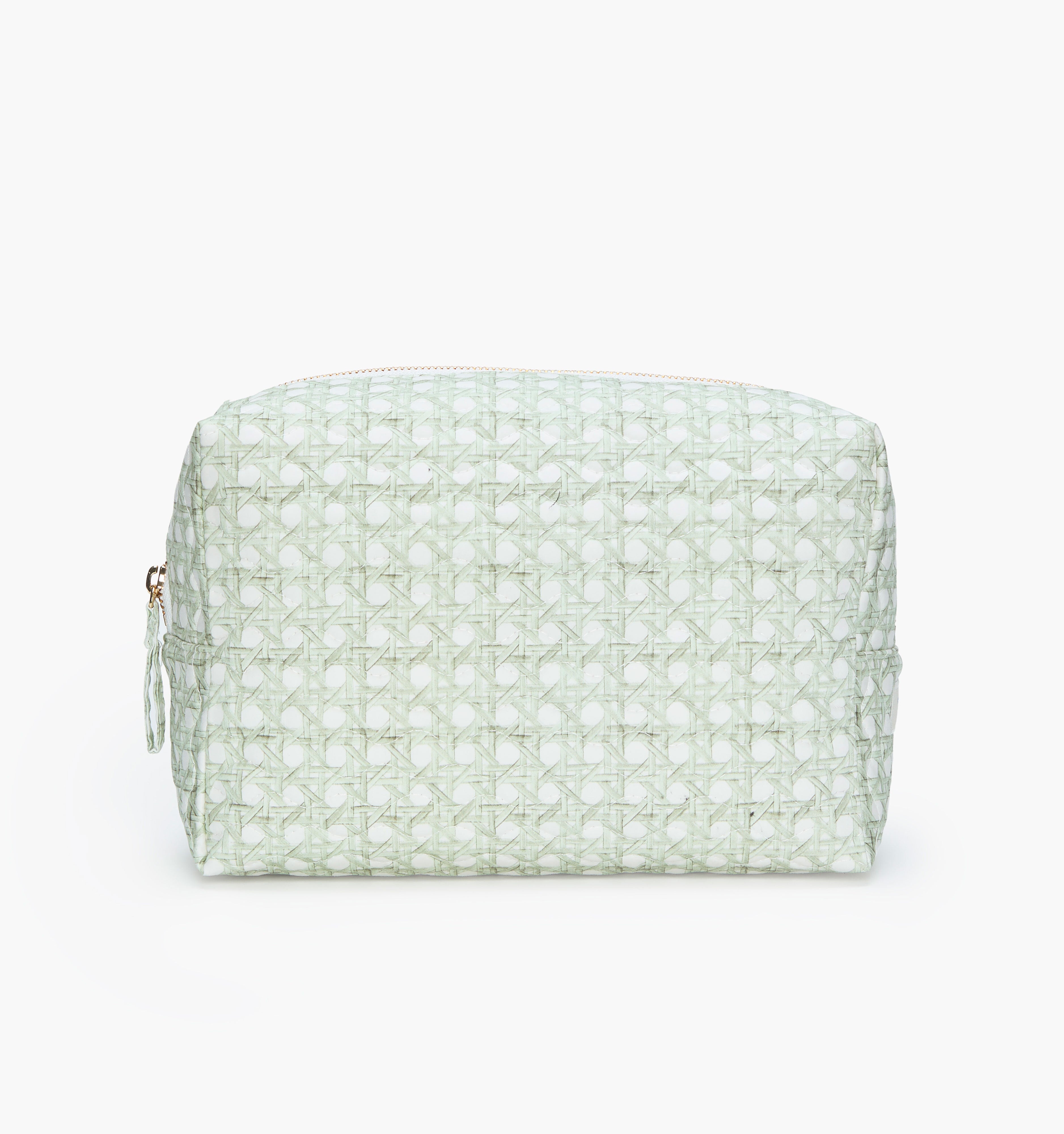 The Quilted Cosmetic Bag in Green Basketweave color: Green Basketweave