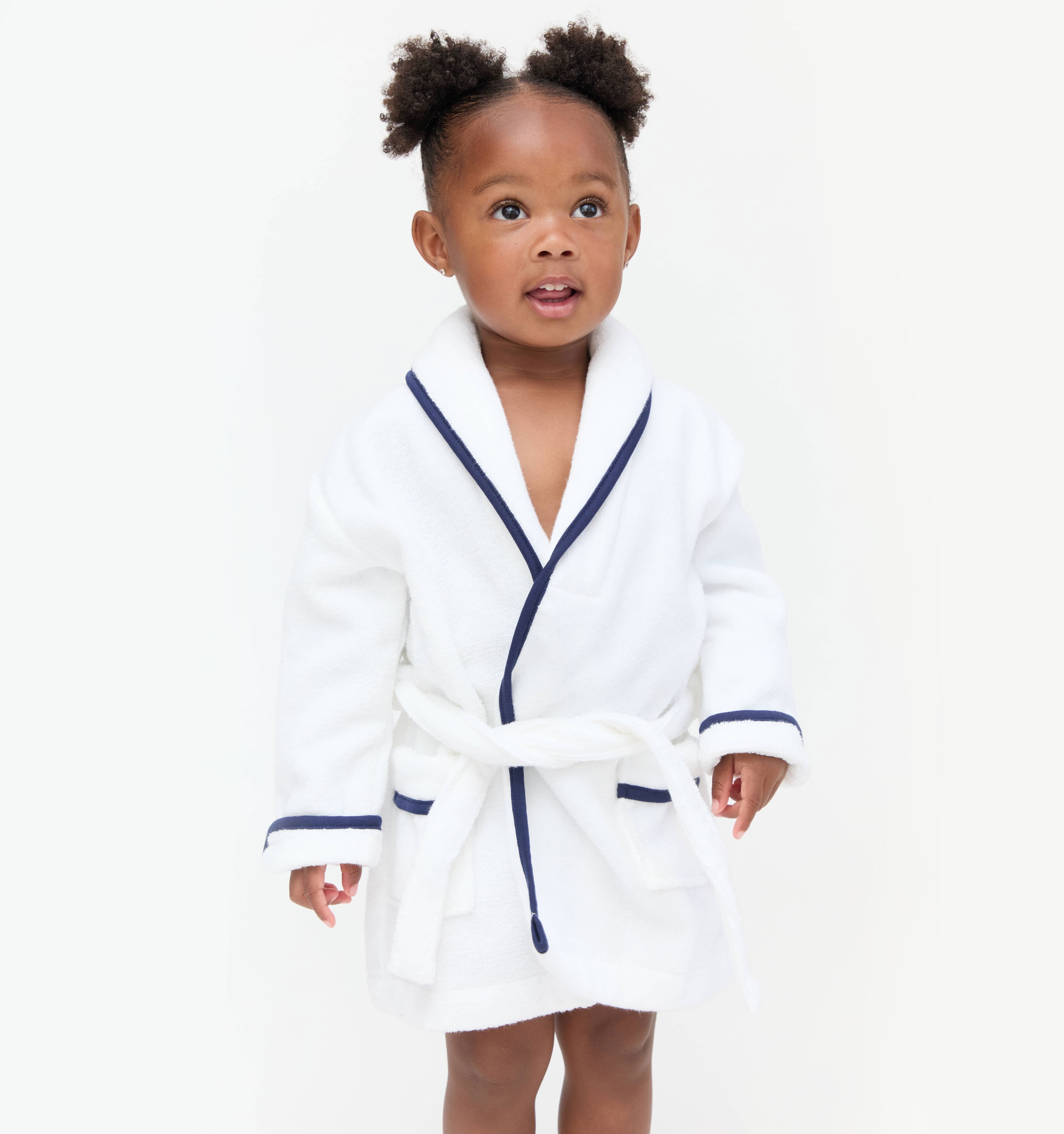 The Tiny Hotel Robe - White/Navy