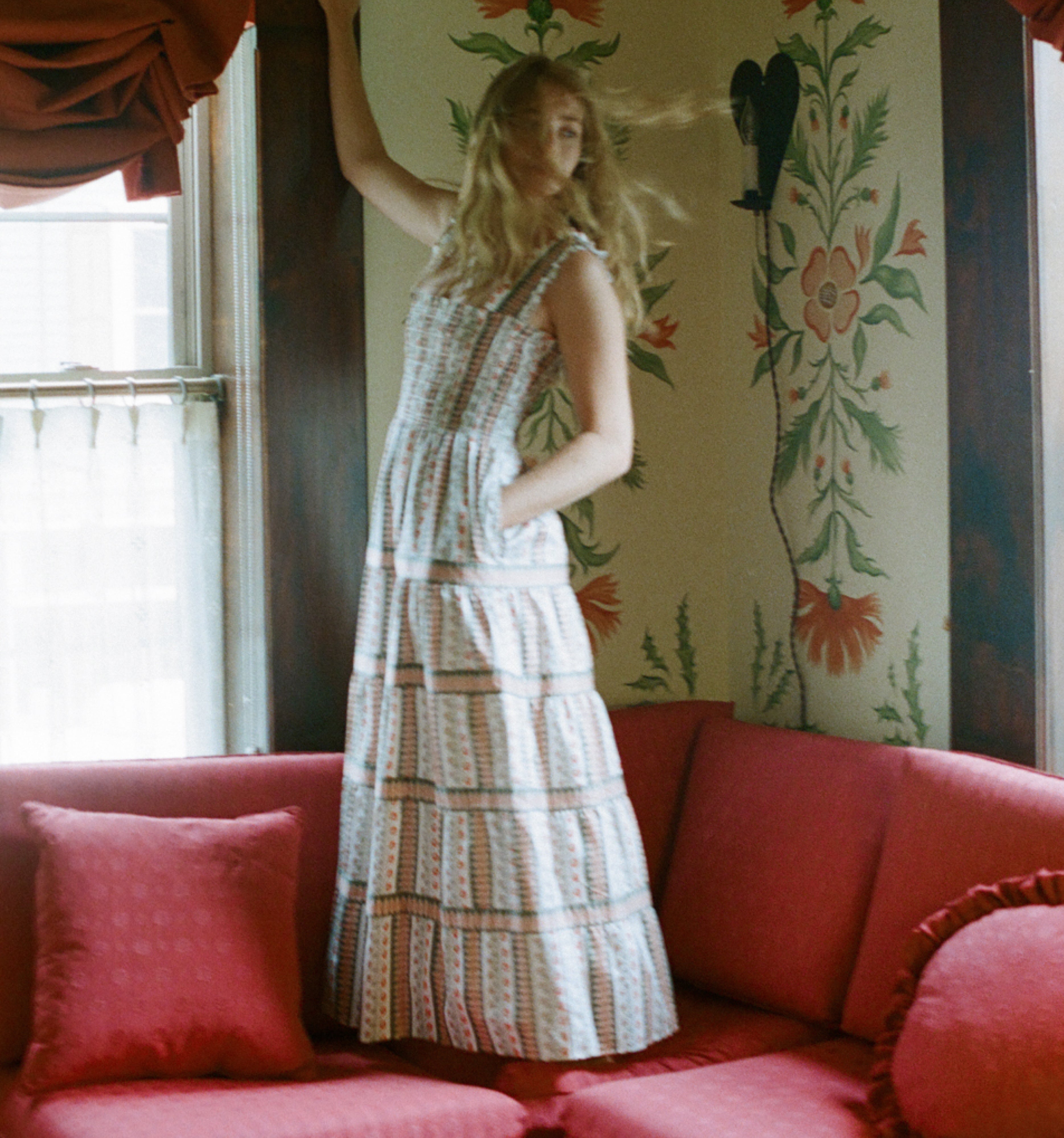 The Kimmy Nap Dress in Cosmos Floral Stripe color: Cosmos Floral Stripe