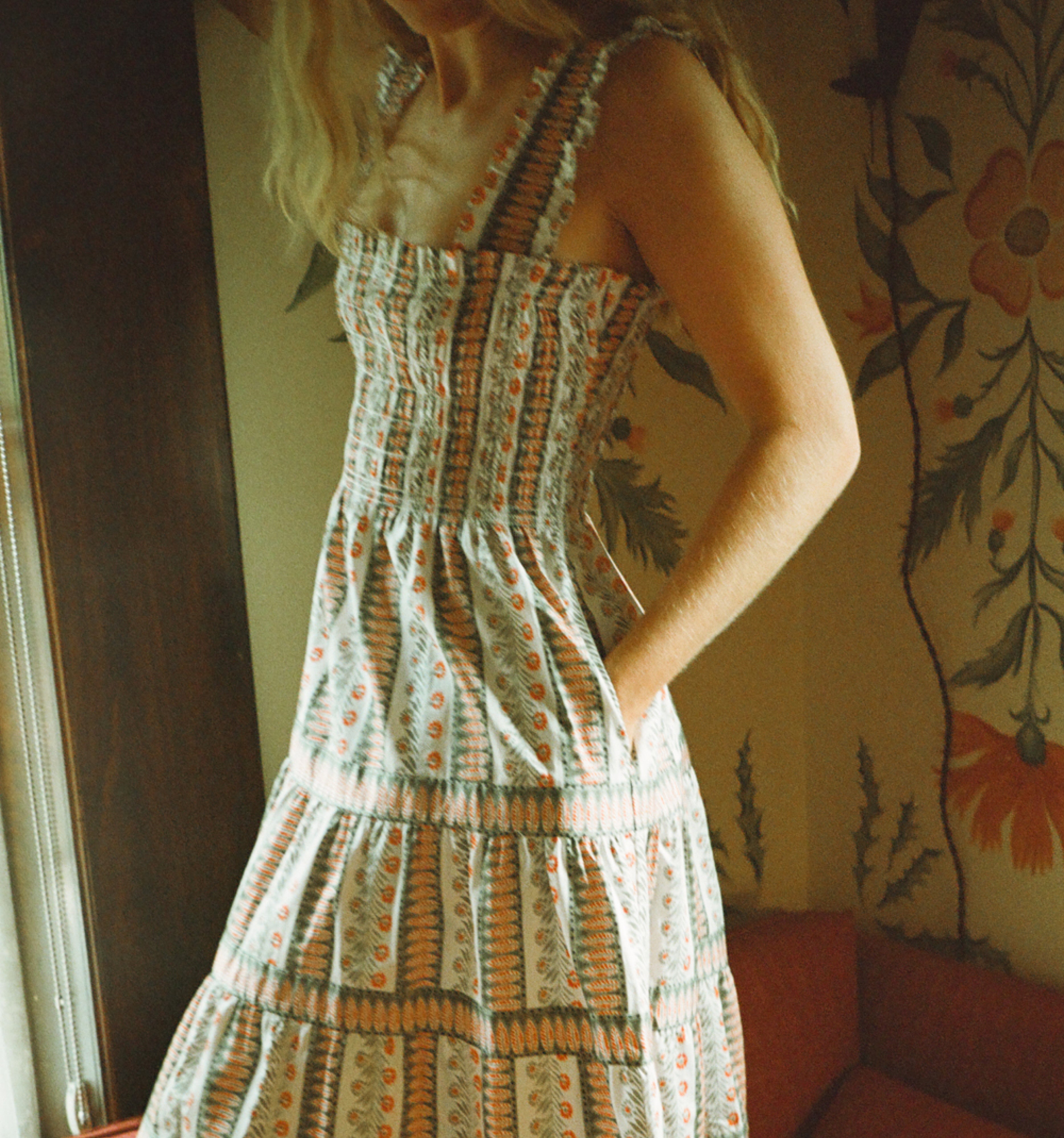 The Kimmy Nap Dress in Cosmos Floral Stripe color: Cosmos Floral Stripe