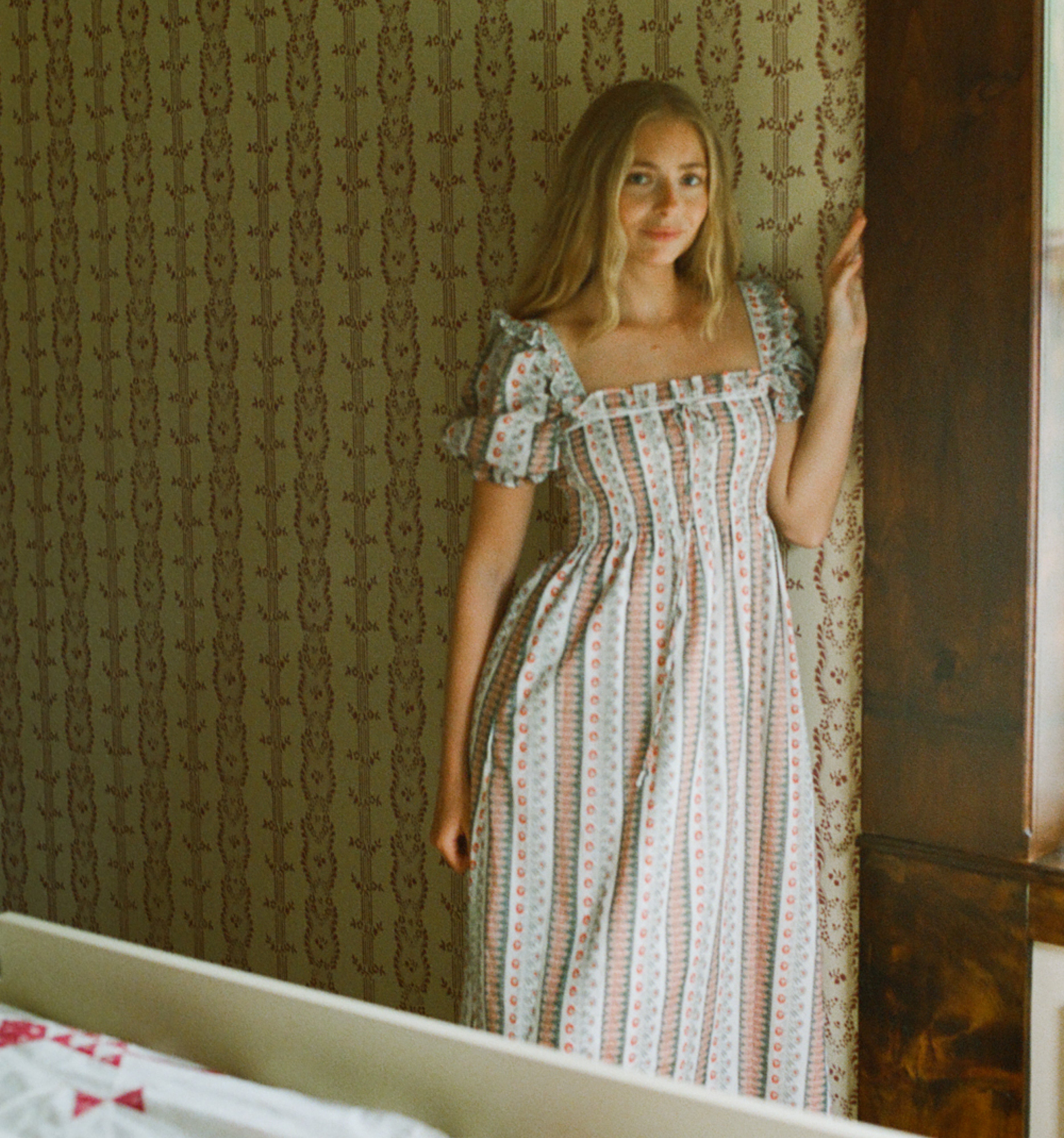 The Scarlett Nap Dress - Cosmos Floral Stripe