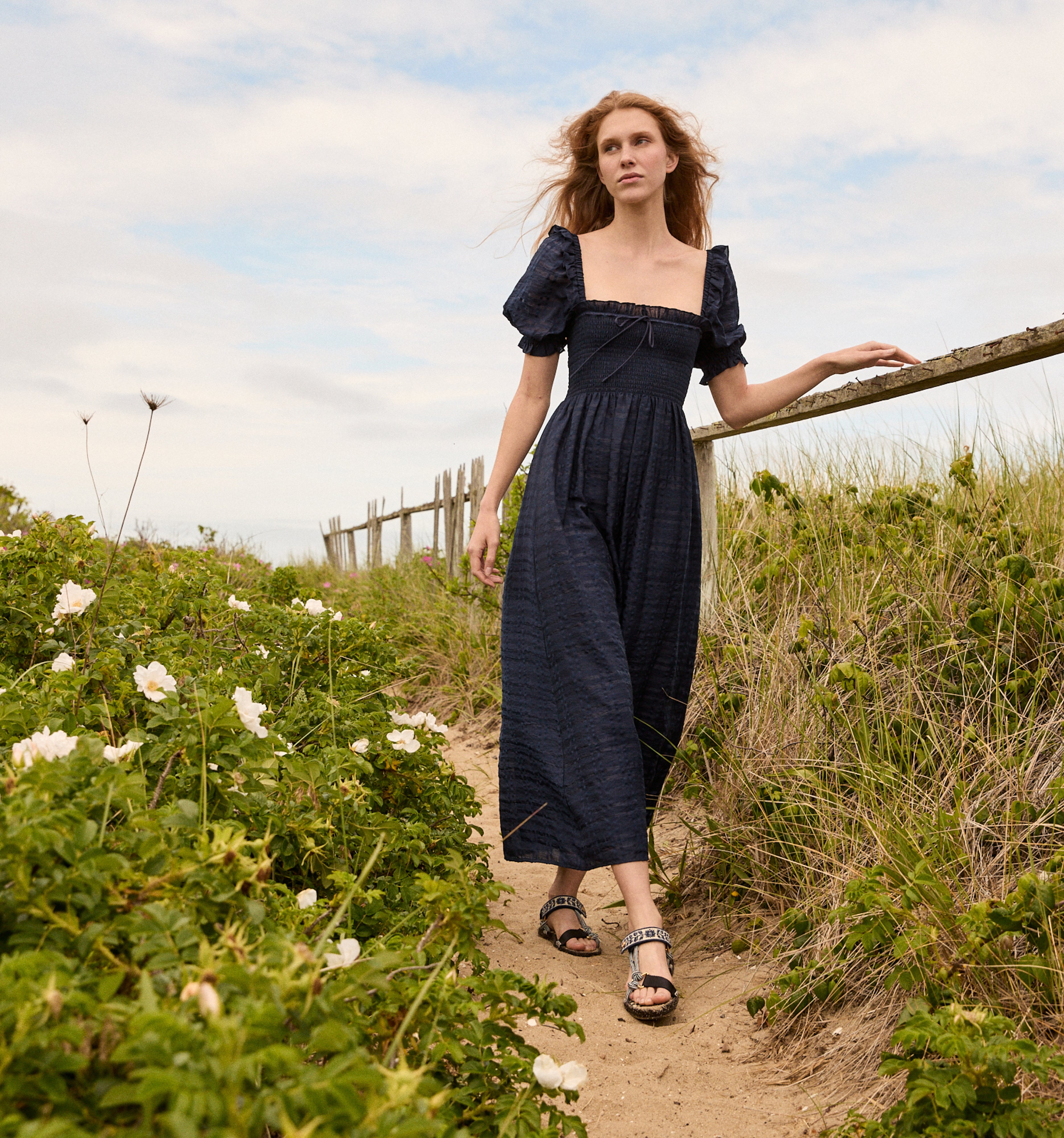 The Scarlett Nap Dress - Navy Sheer Plaid – Hill House Home