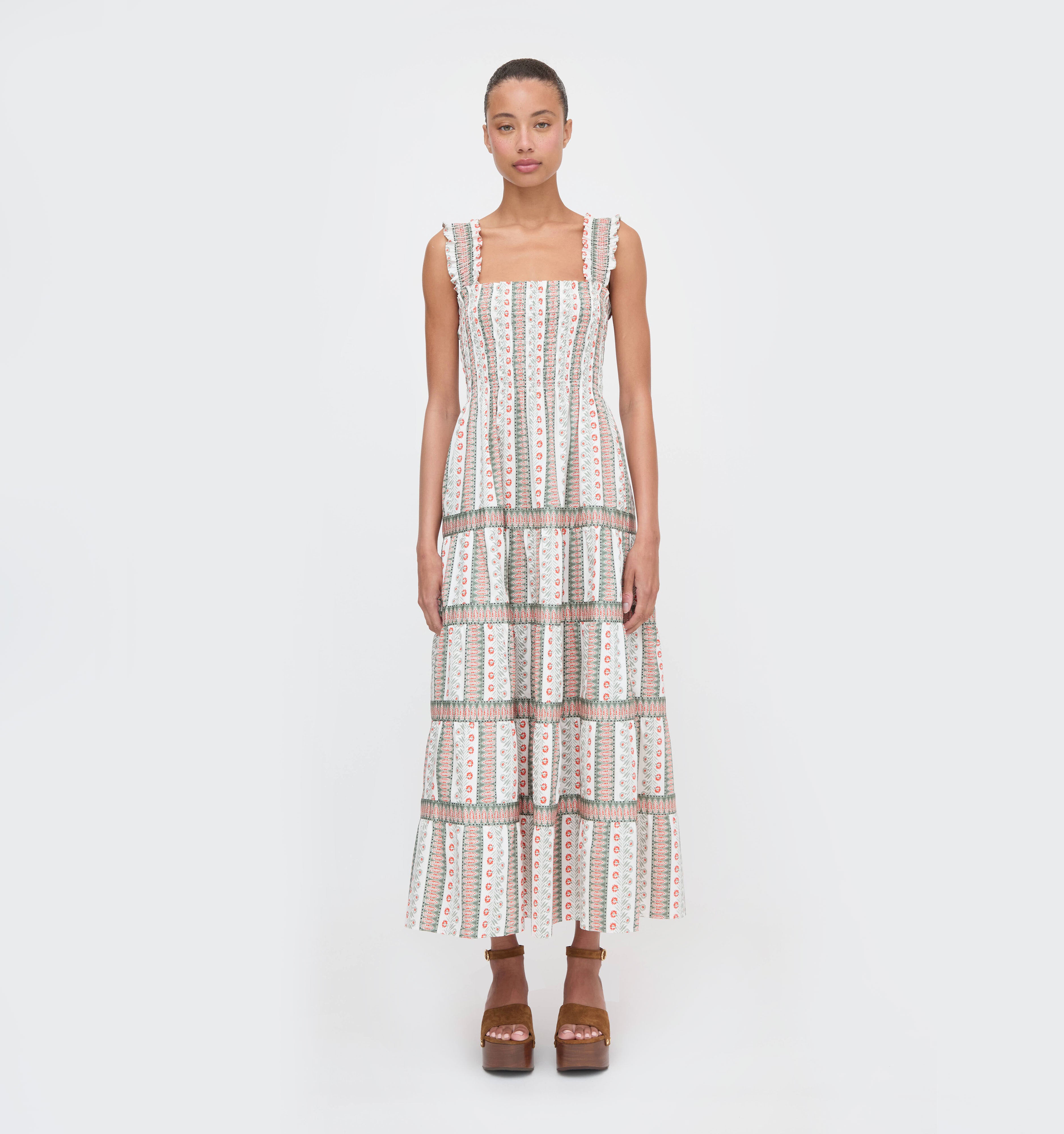 The Kimmy Nap Dress in Cosmos Floral Stripe color: Cosmos Floral Stripe