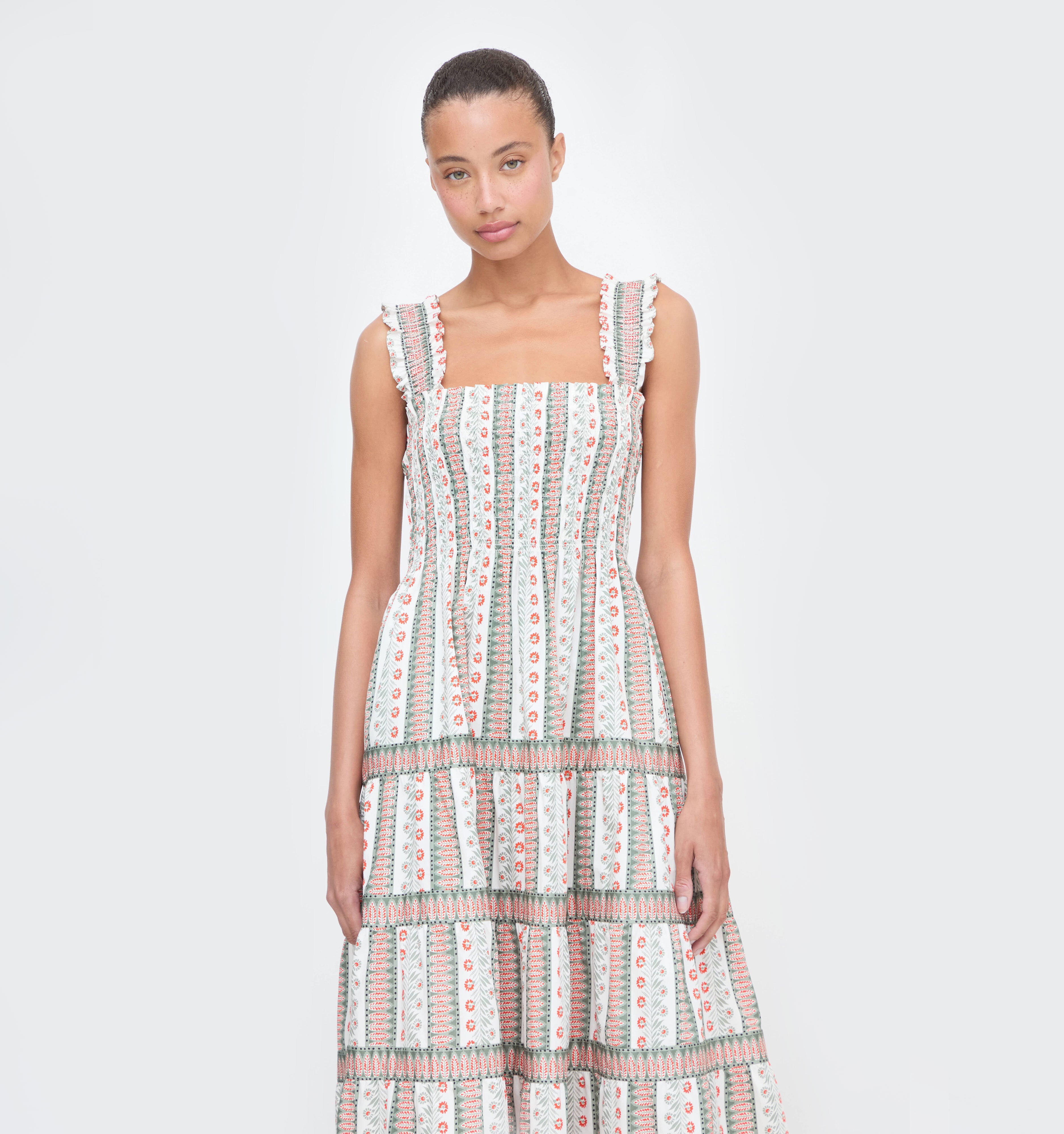 The Kimmy Nap Dress in Cosmos Floral Stripe color: Cosmos Floral Stripe