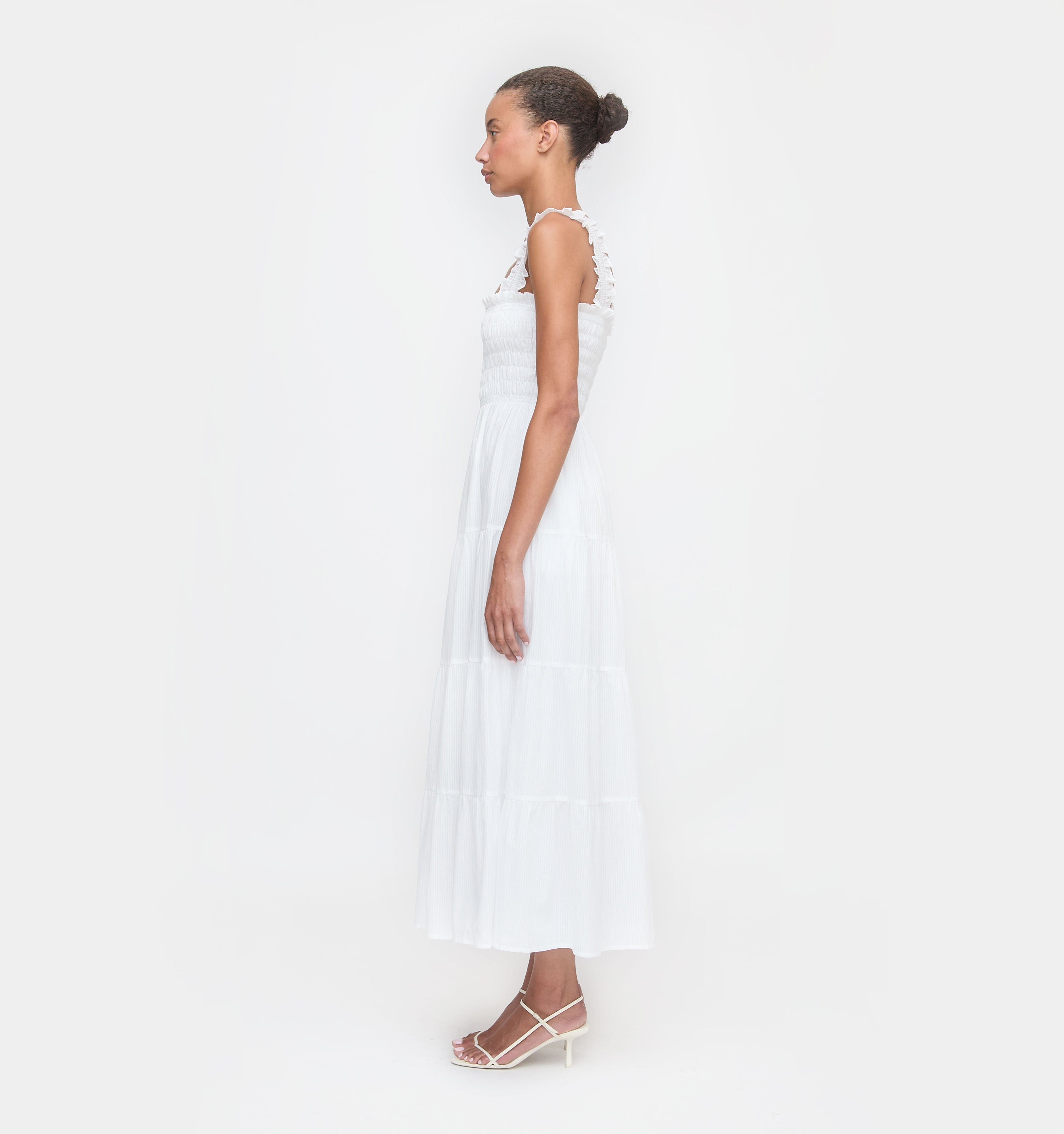The Kimmy Nap Dress in White Shadow Stripe color: White Shadow Stripe