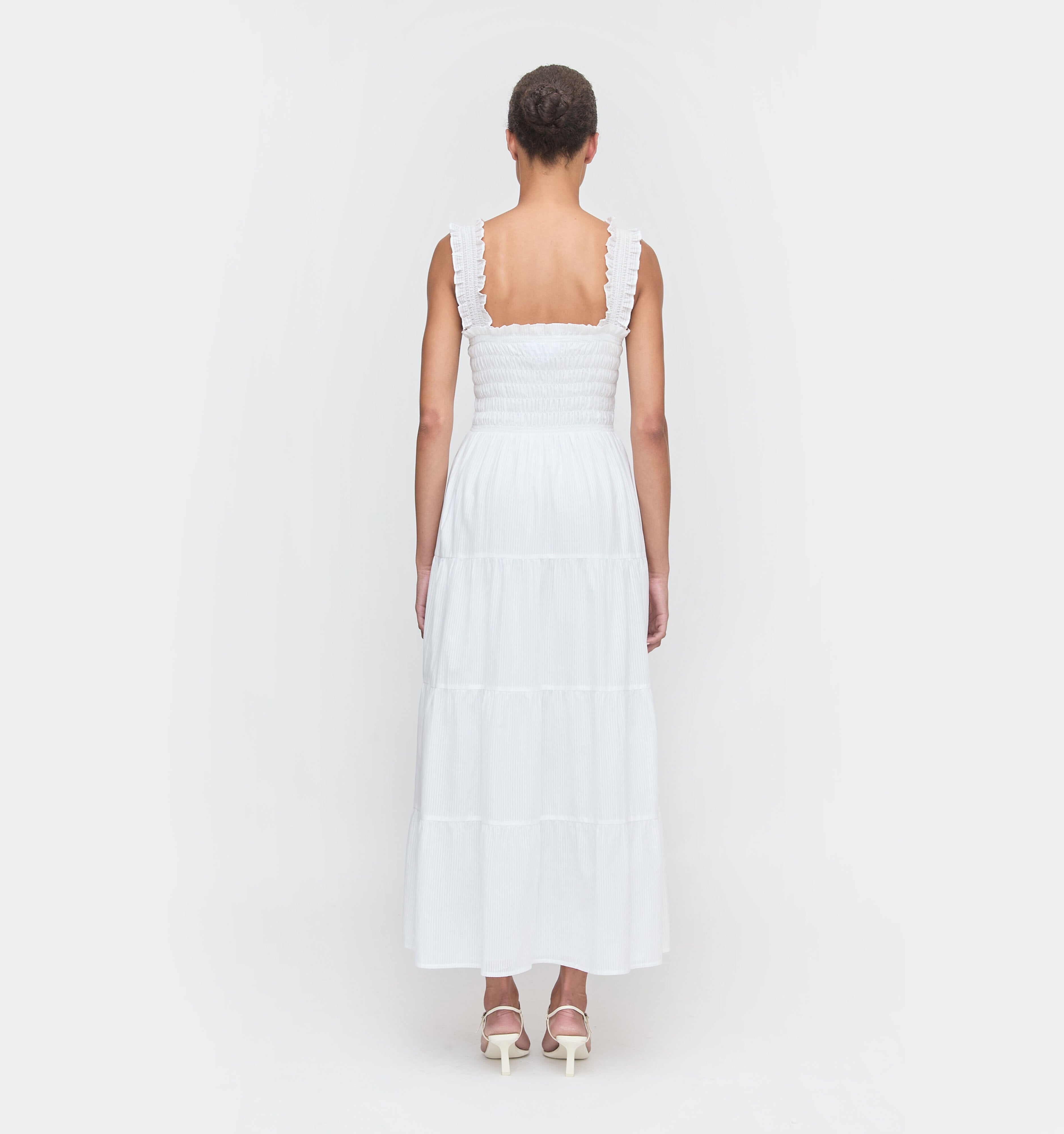 The Kimmy Nap Dress in White Shadow Stripe color: White Shadow Stripe