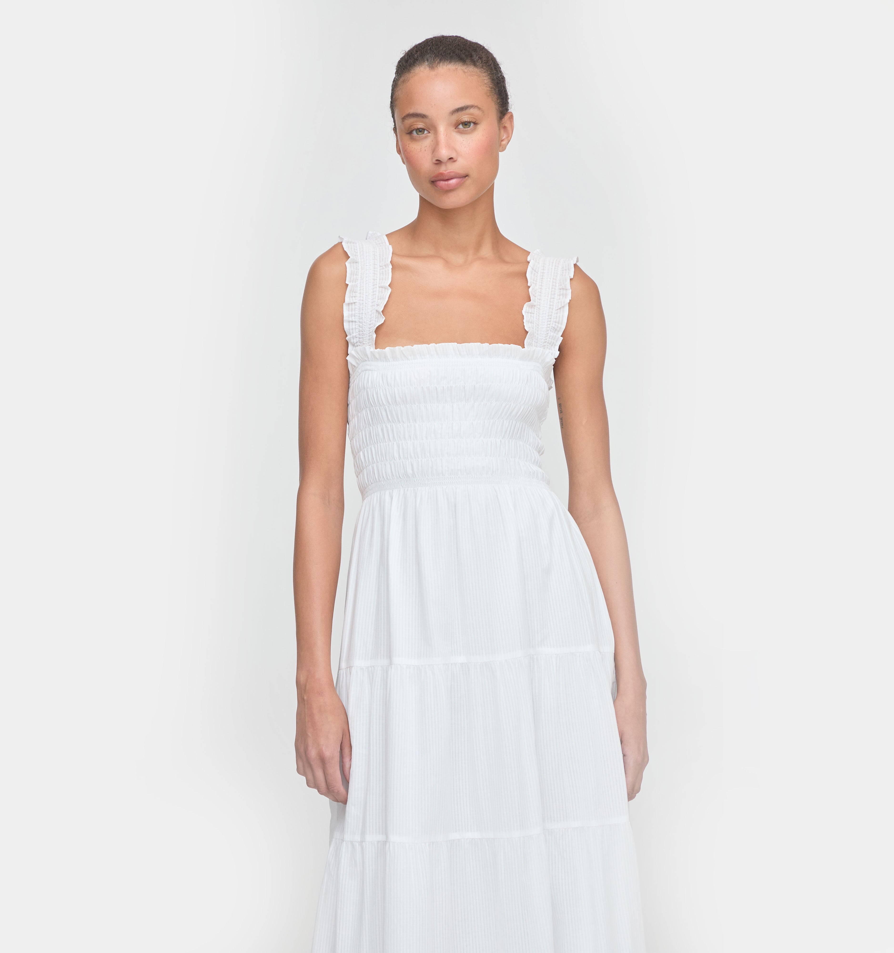 The Kimmy Nap Dress in White Shadow Stripe color: White Shadow Stripe