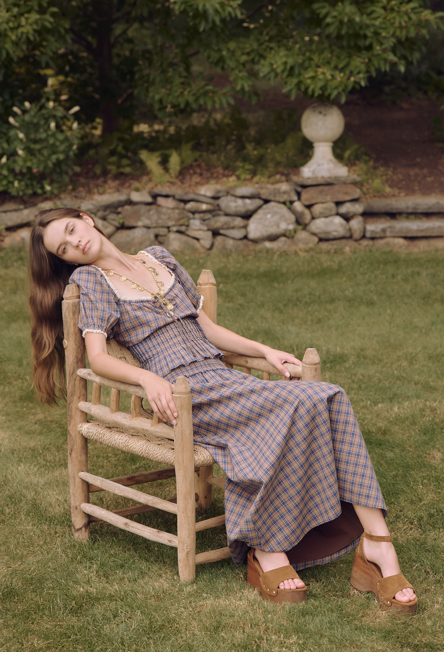 The Delphine Nap Skirt in Brown Spencer Plaid color: Brown Spencer Plaid