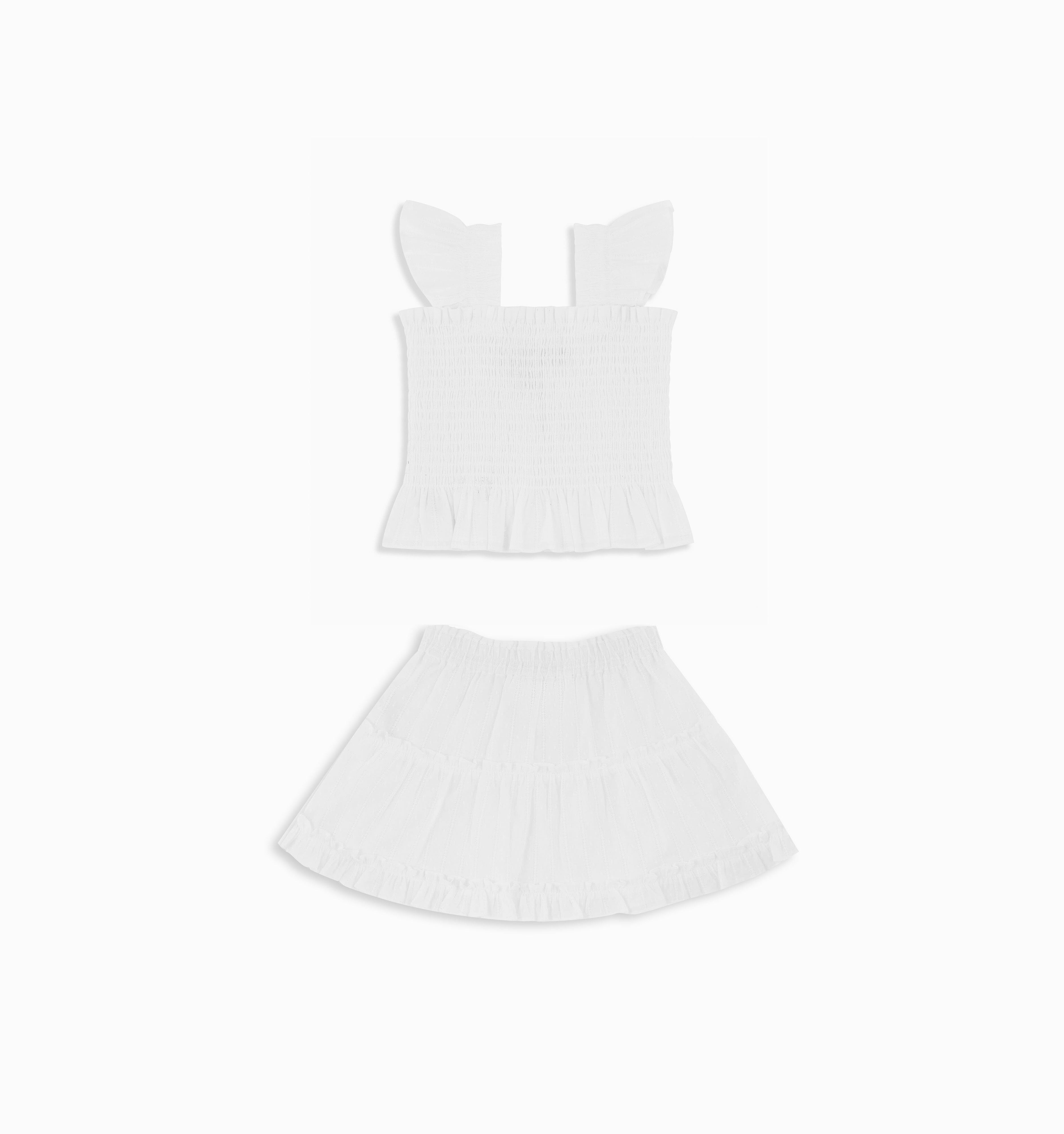 The Tiny Paz Set - White Linear Swiss Dot