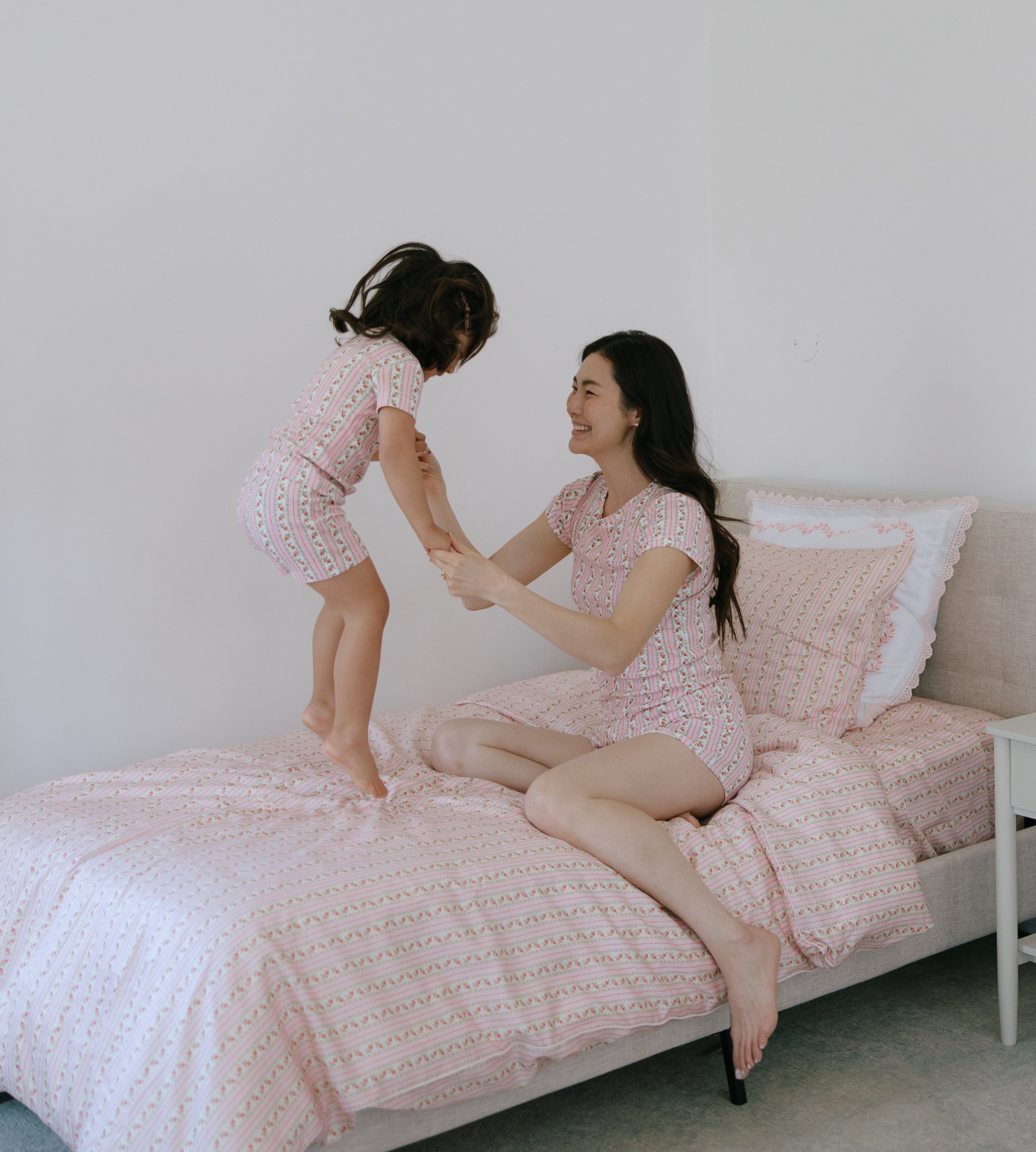 The Top Sheet - Pink Floral Dot Stripe