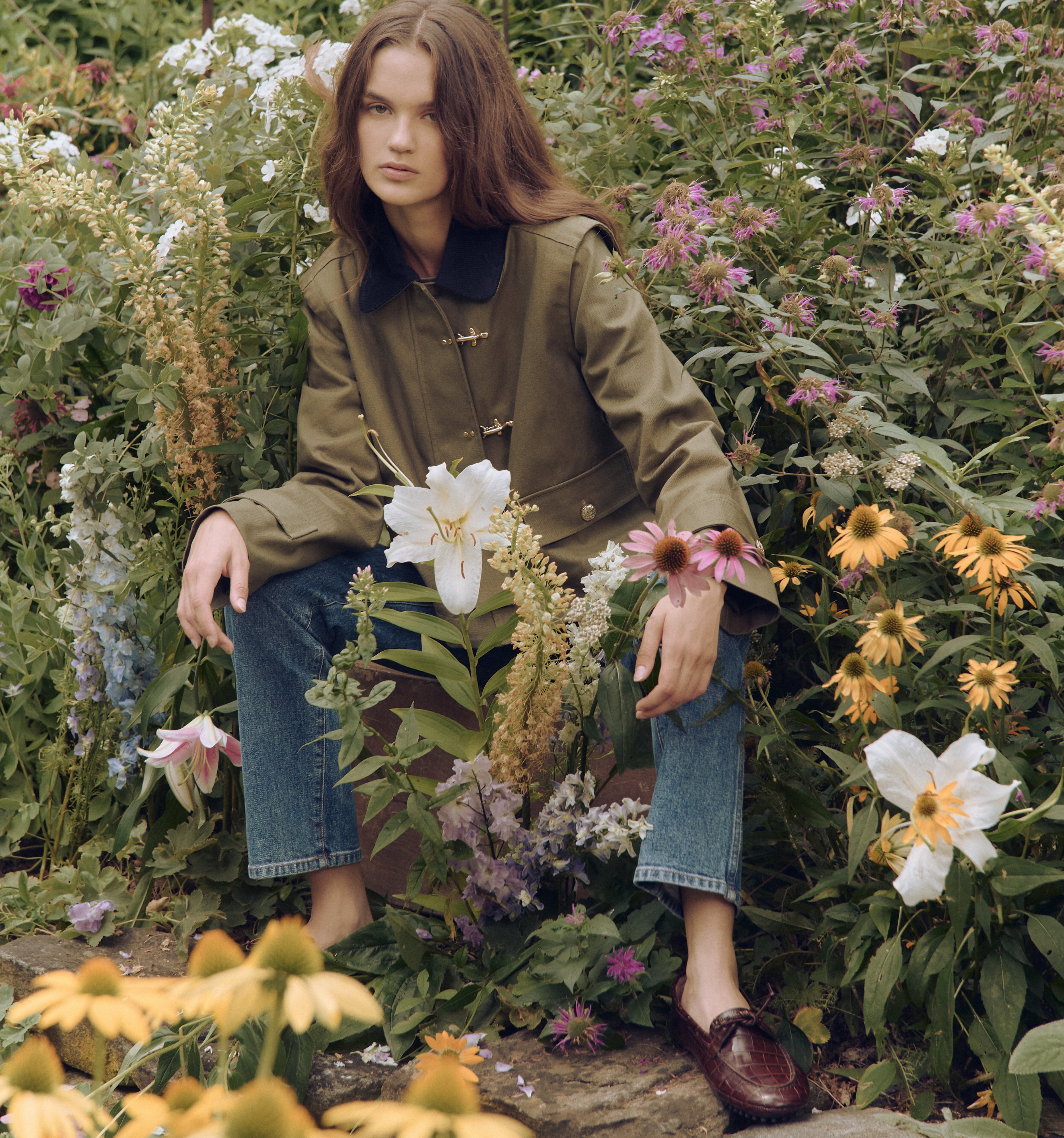 The Clarisse Jacket in Olive Canvas color: Olive Canvas