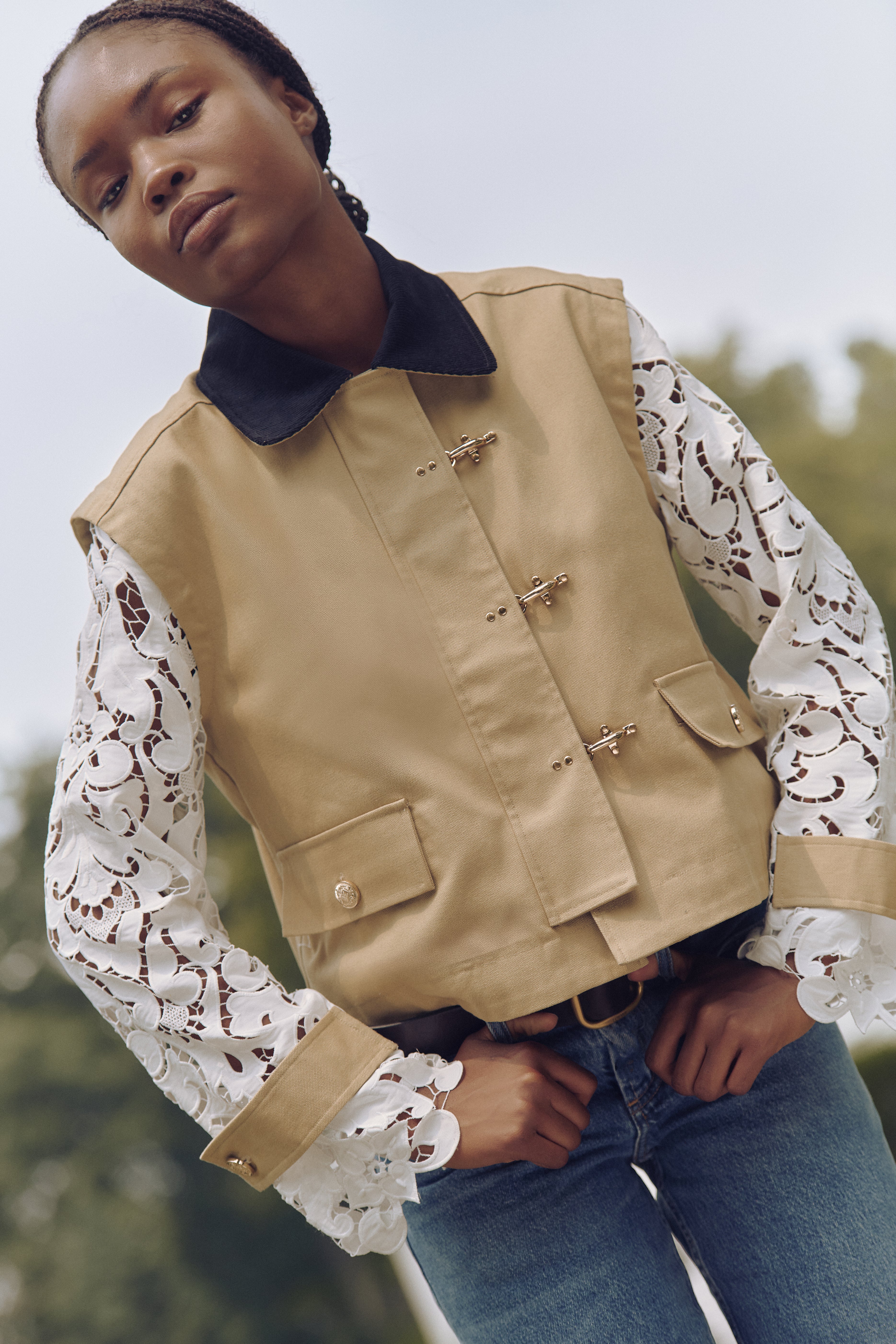 The Clarisse Jacket in Khaki Canvas color: Khaki Canvas