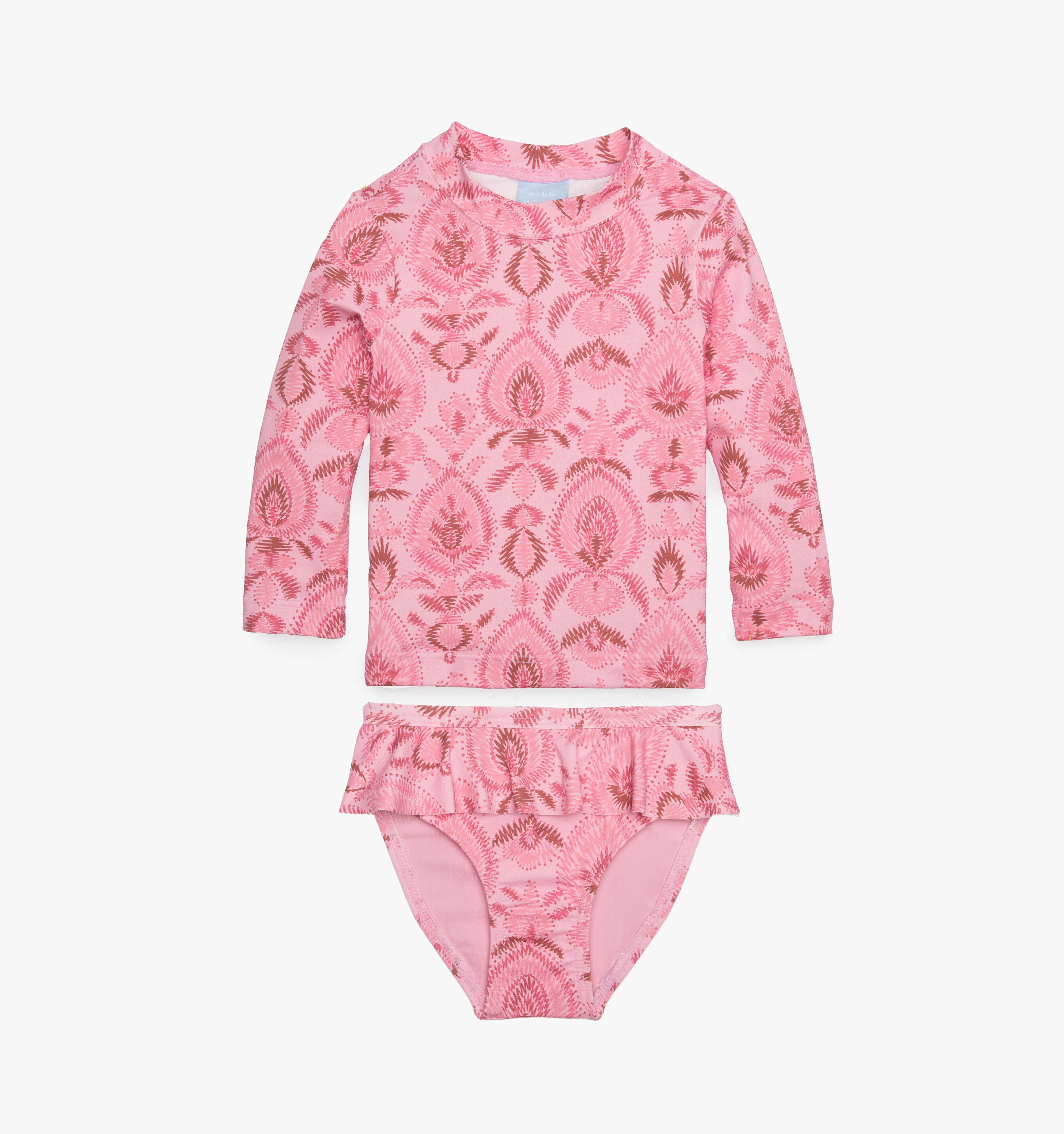 The Baby Ariel Rashguard Set - Pink Palm Ikat